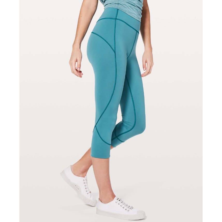 Lululemon In Movement Crop *Everlux 19" - Pacific Teal - Size 6 - Style # W6AHJS - Thumbnail 3
