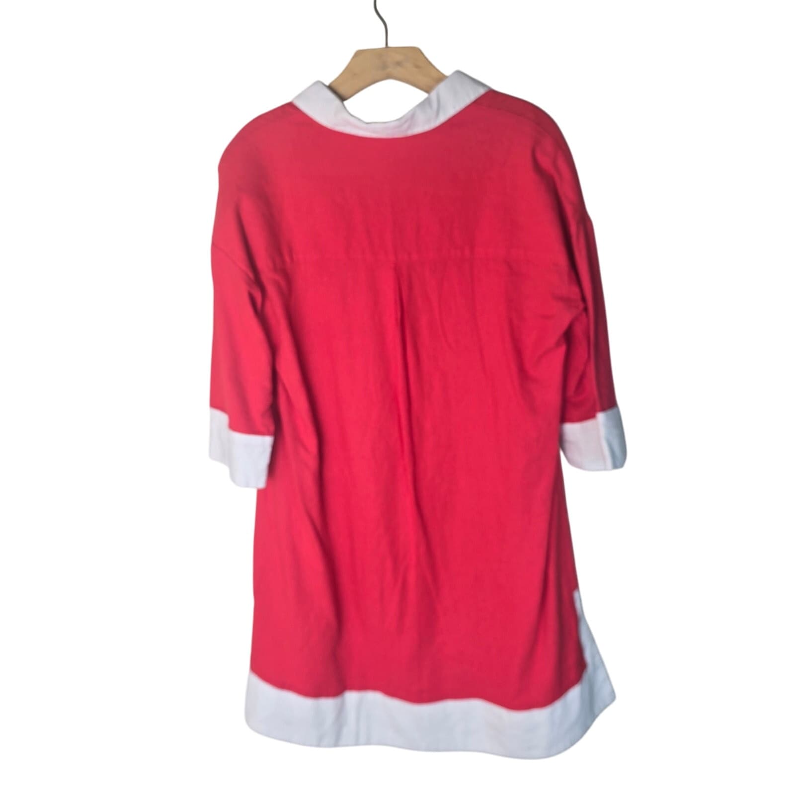 Cynthia Rowley Red and White Color Block Linen Blend Tunic Mini Dress - Small - Thumbnail 2