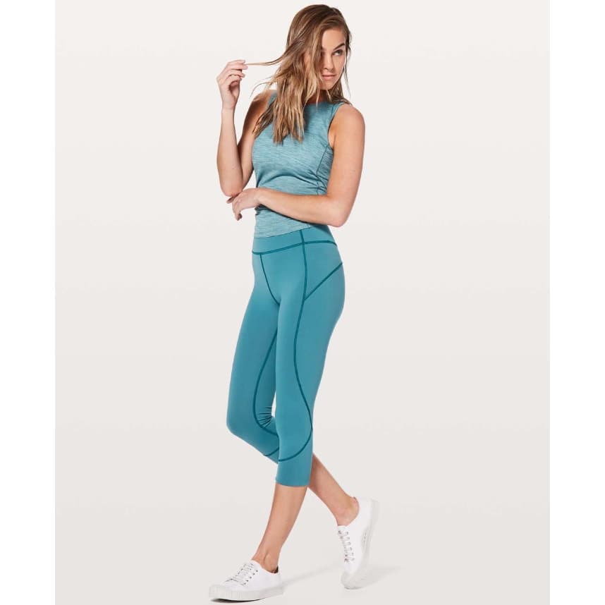 Lululemon In Movement Crop *Everlux 19" - Pacific Teal - Size 6 - Style # W6AHJS - Thumbnail 2