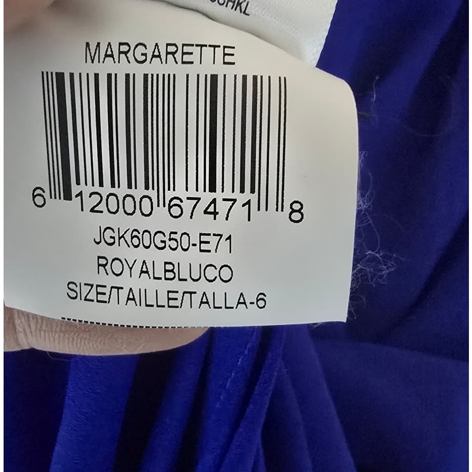 BCBGMAXAZRIA Margarette Royal Blue Halter Maxi Dress Black Contrast Trim Gown - Thumbnail 9