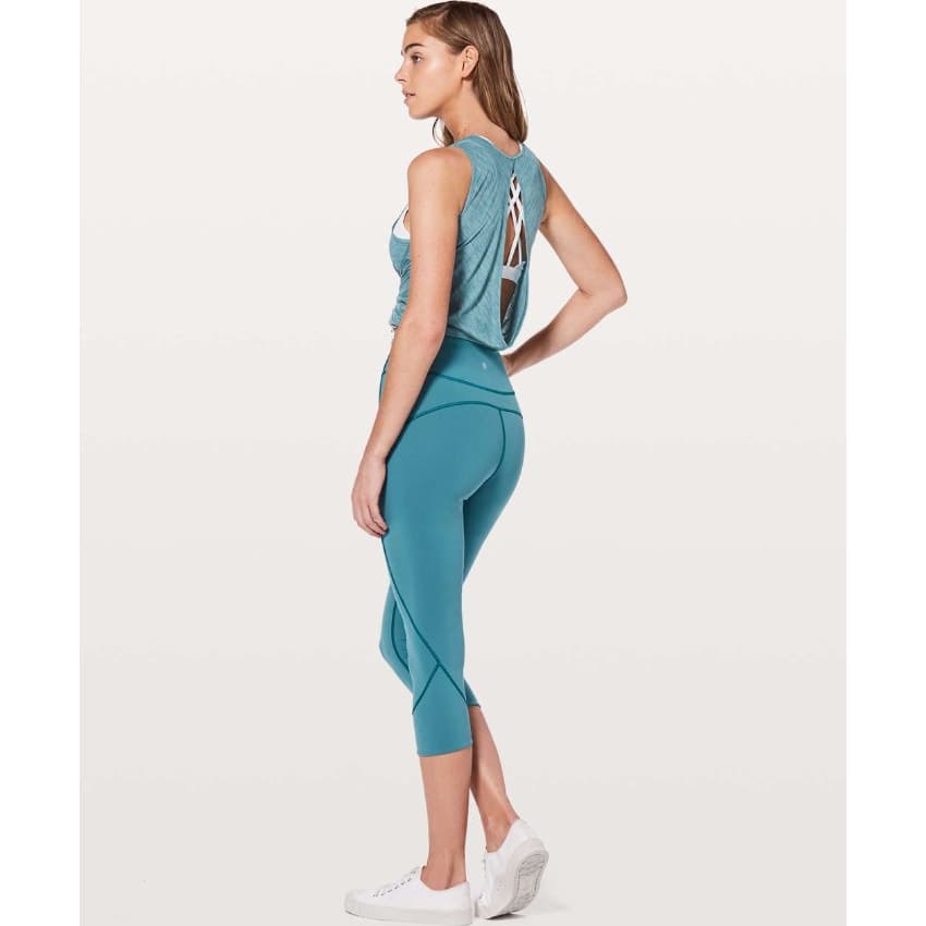 Lululemon In Movement Crop *Everlux 19" - Pacific Teal - Size 6 - Style # W6AHJS - Thumbnail 4
