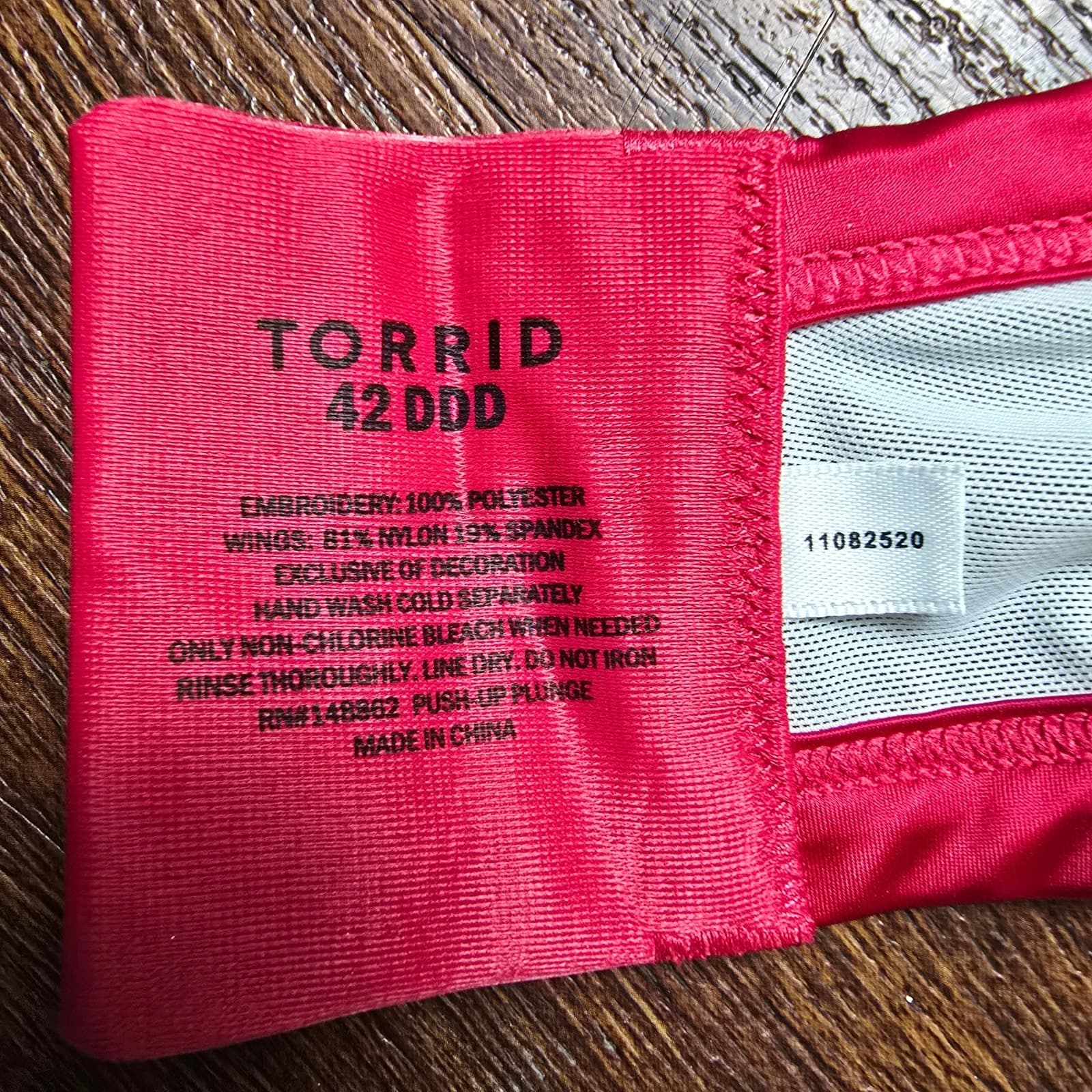 Plunge Push-Up Embroidered Lace Straight Back Bra - 42DDD - :Lipstick Red - Thumbnail 10