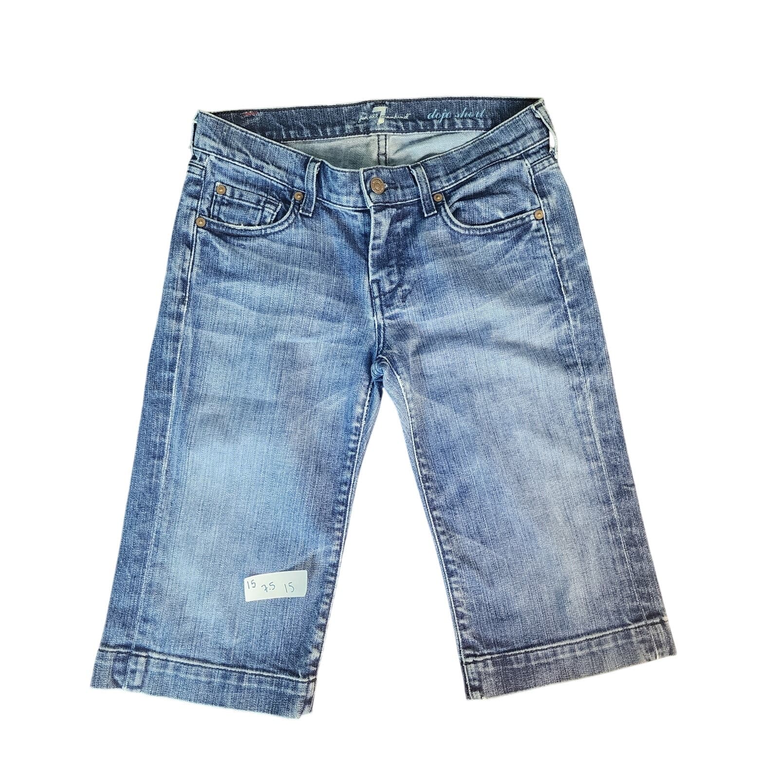 7 For All Mankind Dojo Shorts Bermuda Mid-Rise Jean Shorts, Size 27 - Image 1