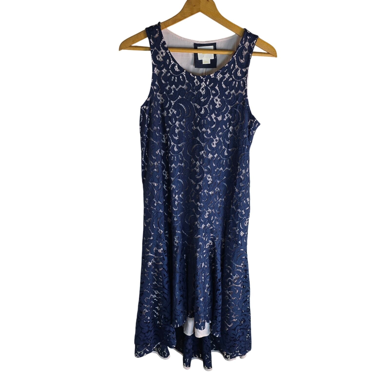 Maeve by Anthropologie Vienne Navy Blue Lace High Low Dress - Small - Image 1