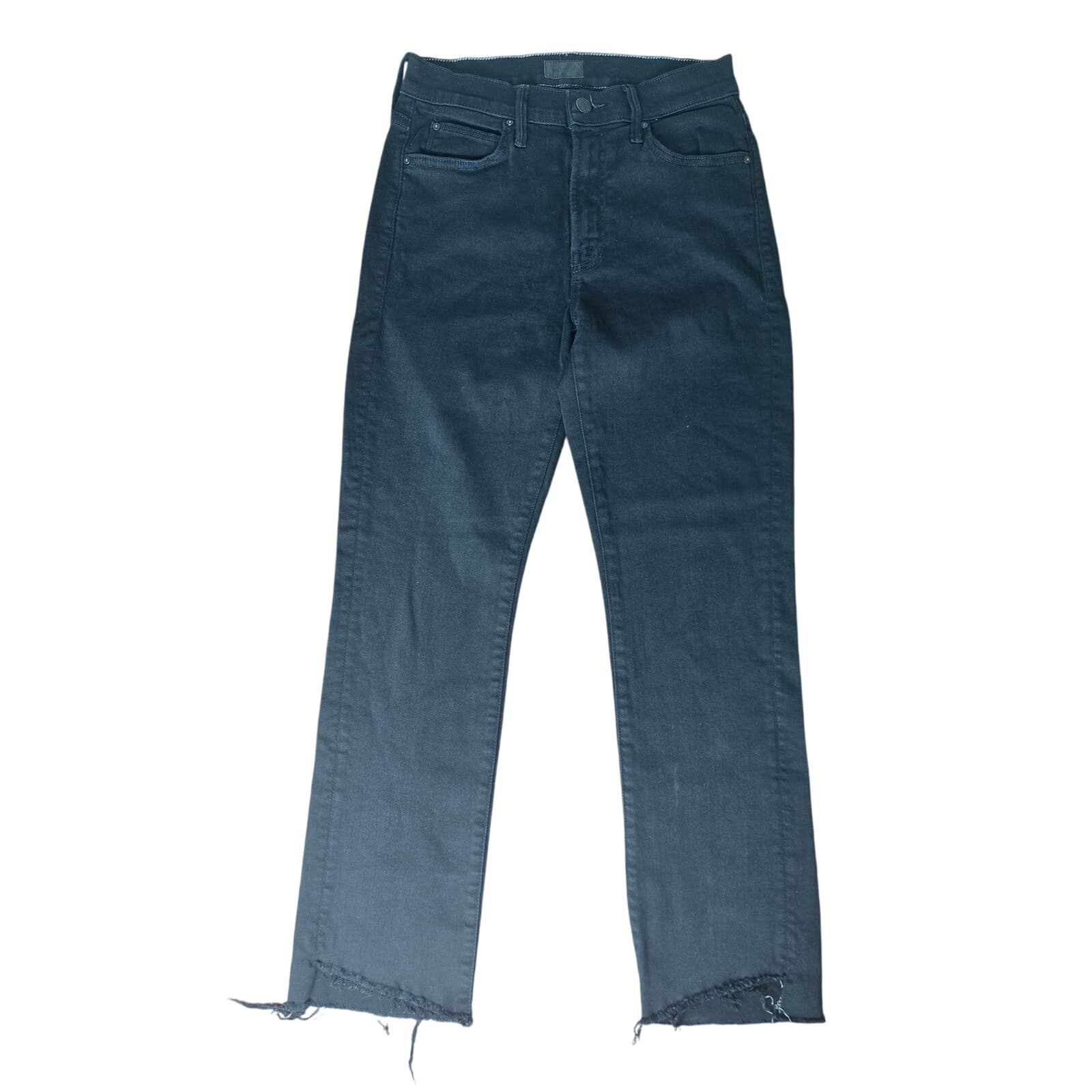MOTHER Rascal Ankle Step Fray High Waisted Raw Hem - Black - Size 27 - Image 1