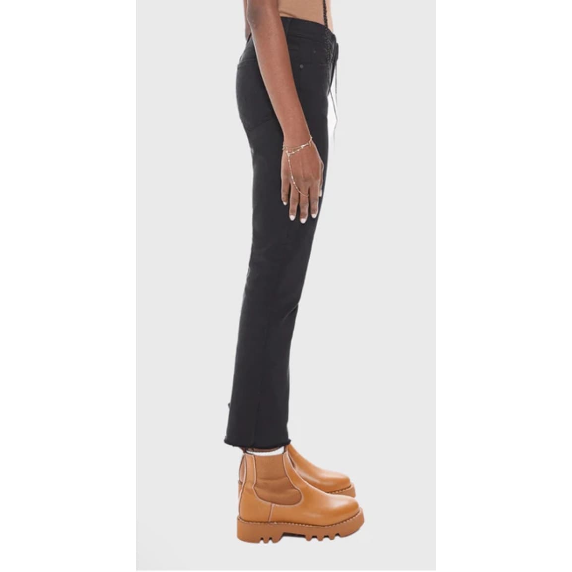 MOTHER Rascal Ankle Step Fray High Waisted Raw Hem - Black - Size 27 - Thumbnail 3