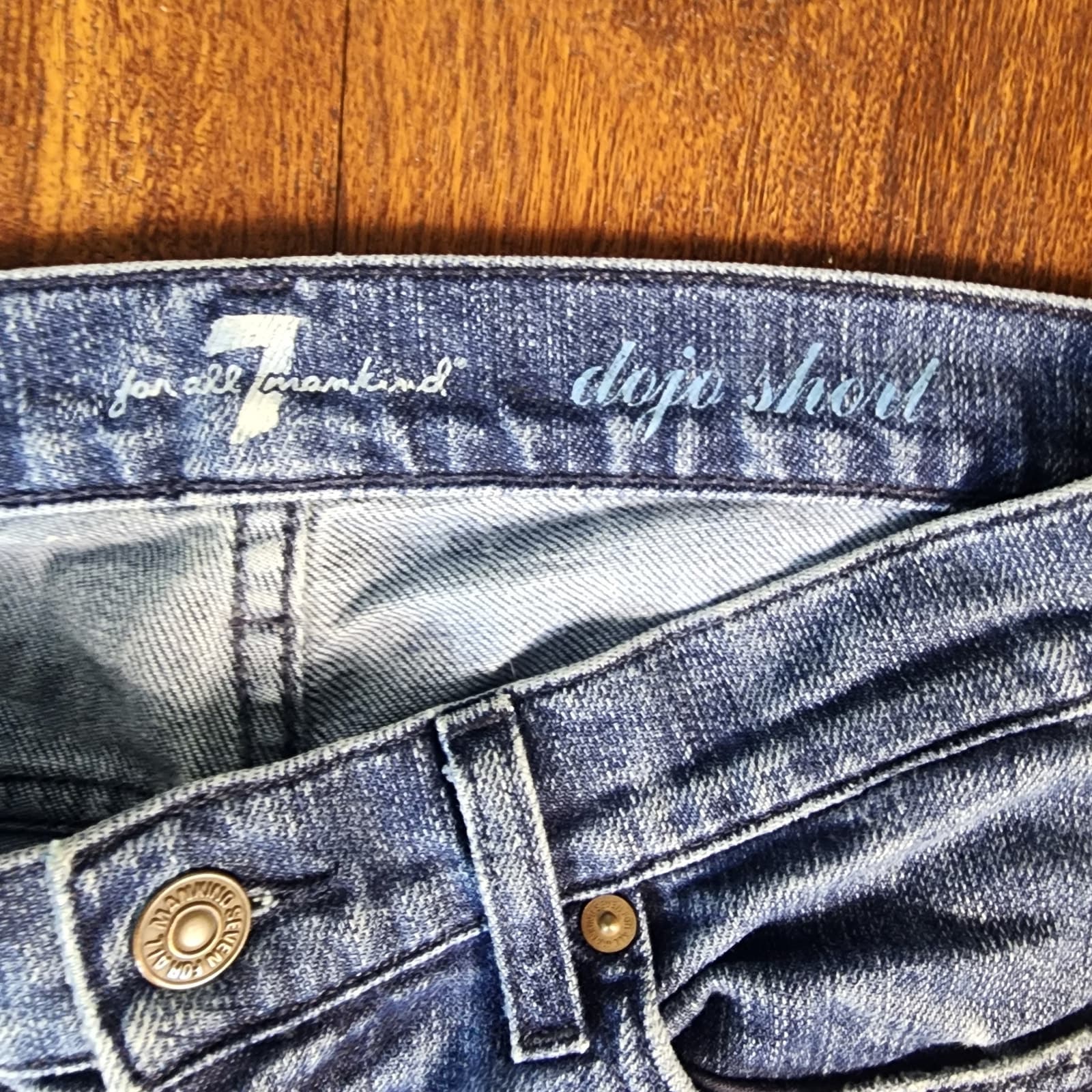 7 For All Mankind Dojo Shorts Bermuda Mid-Rise Jean Shorts, Size 27 - Thumbnail 4