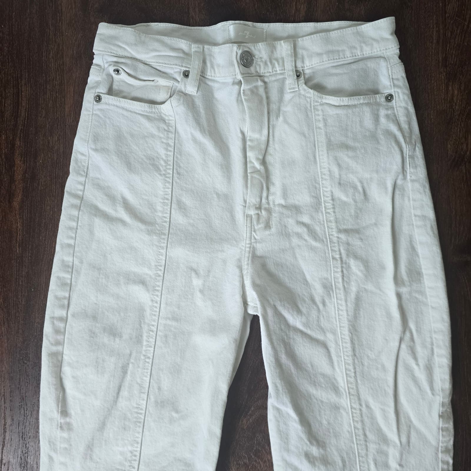 7 For All Mankind Ultra High Rise Dojo Jeans - White - Size 29 - Thumbnail 4