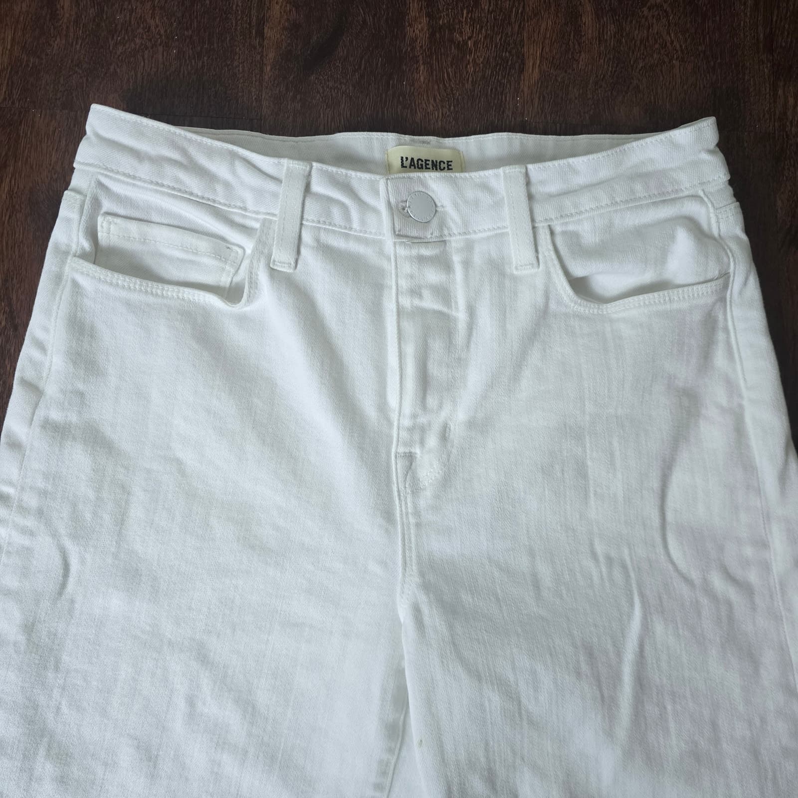 L'AGENCE Clayton High-Rise Wide Leg Flare - Blanc/White - Size 28 - Thumbnail 5