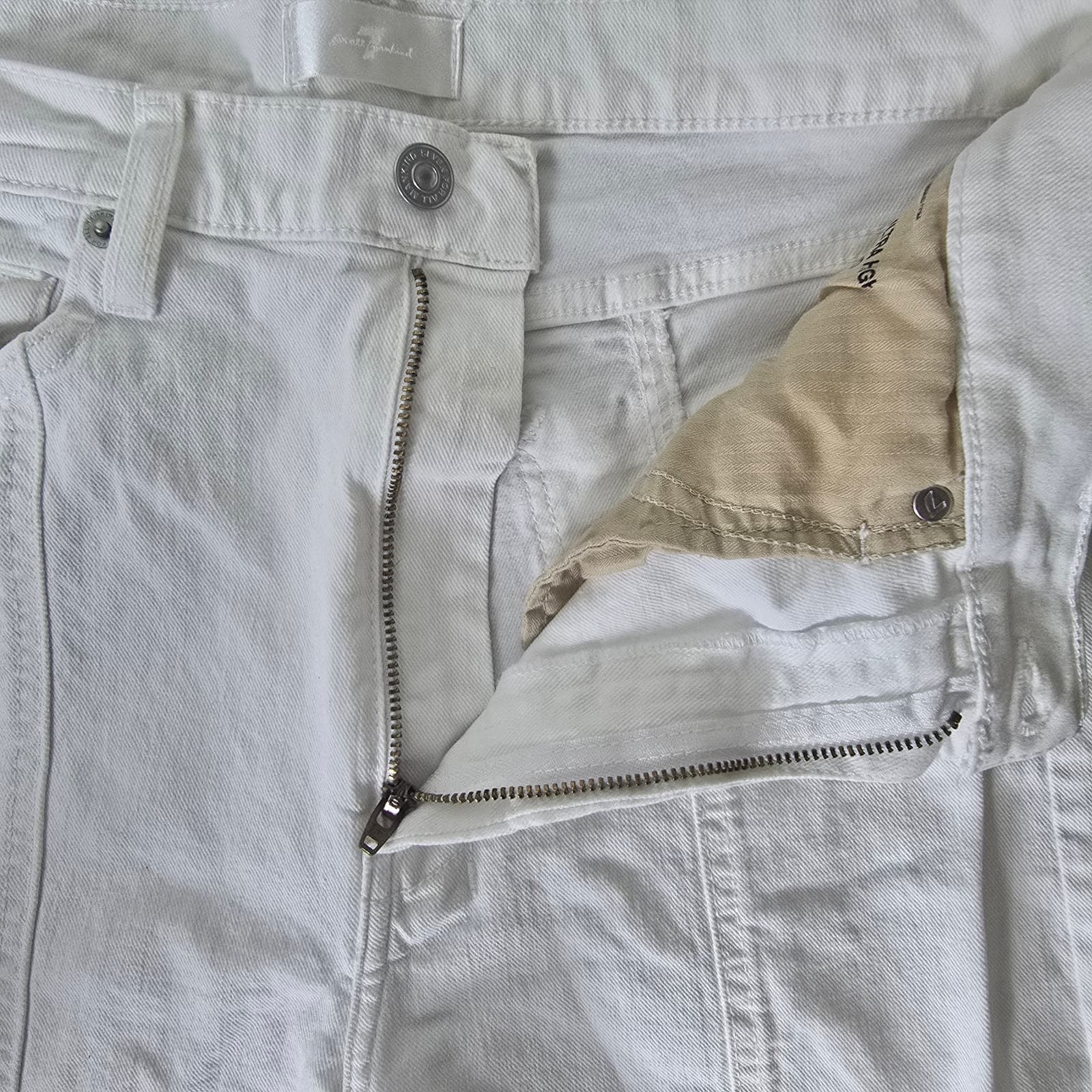 7 For All Mankind Ultra High Rise Dojo Jeans - White - Size 29 - Thumbnail 5