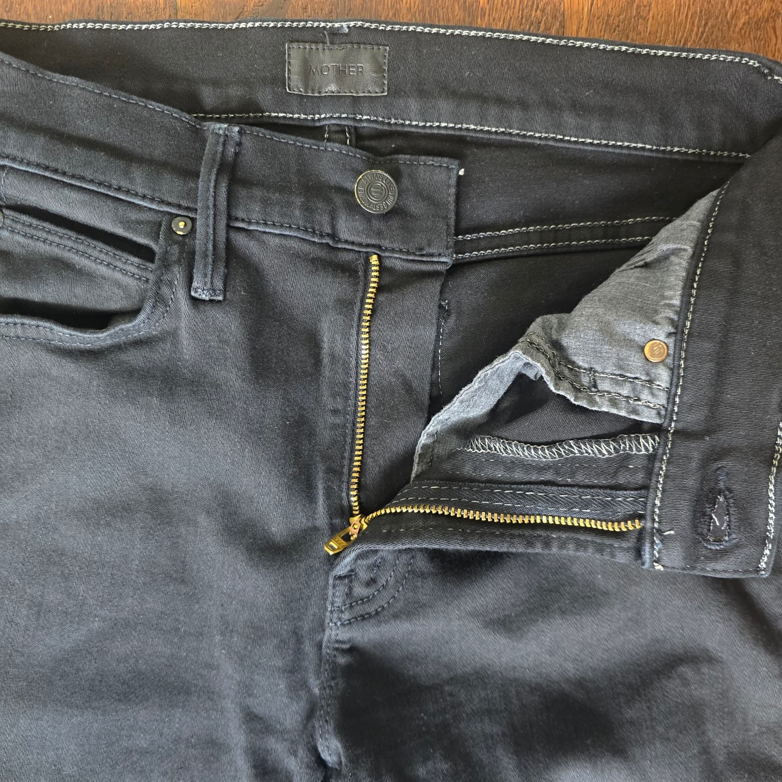 MOTHER Rascal Ankle Step Fray High Waisted Raw Hem - Black - Size 27 - Thumbnail 6