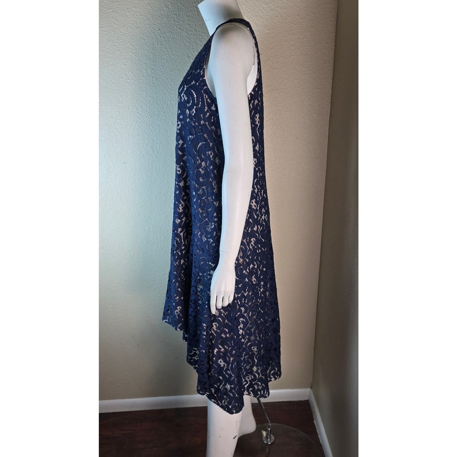 Maeve by Anthropologie Vienne Navy Blue Lace High Low Dress - Small - Thumbnail 7