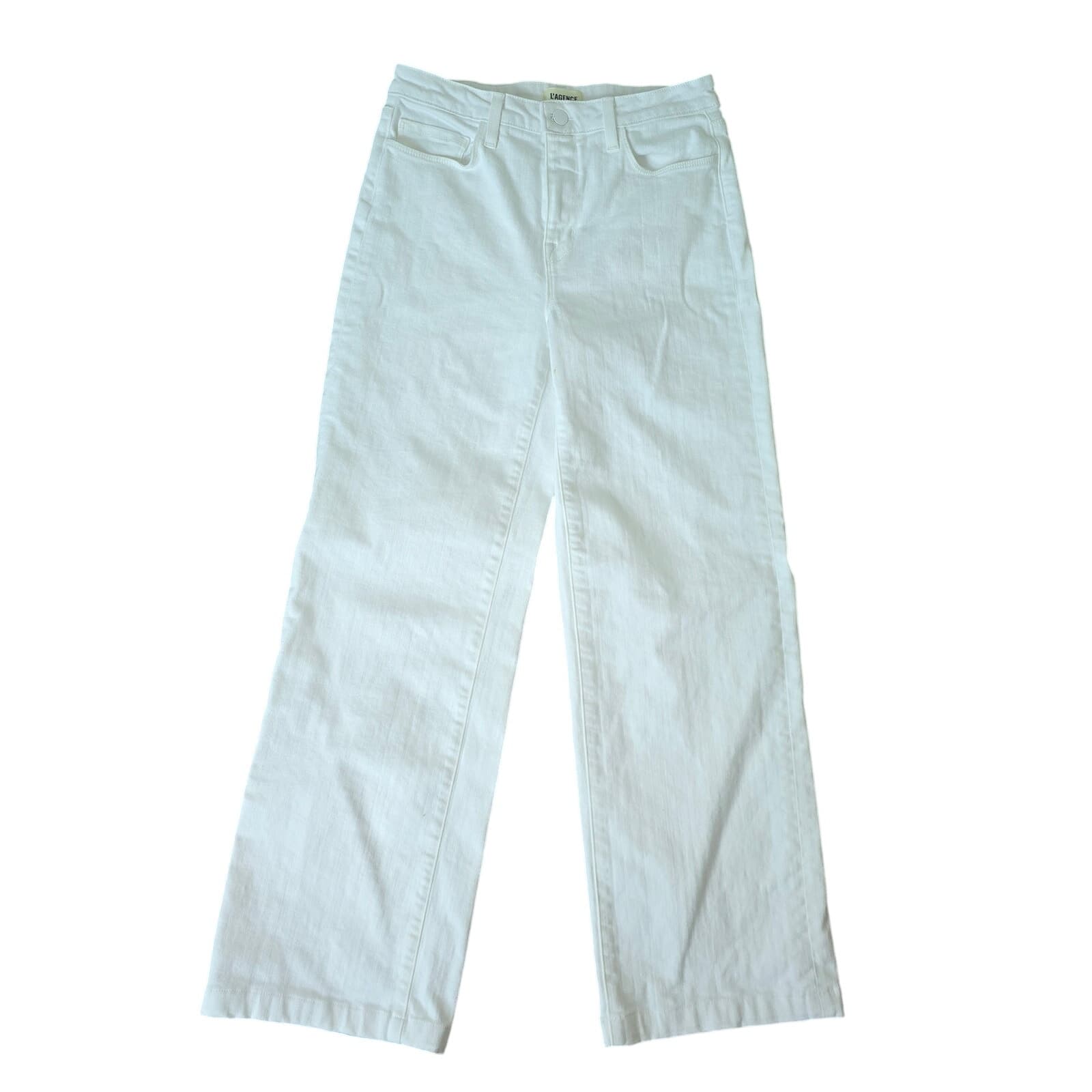 L'AGENCE Clayton High-Rise Wide Leg Flare - Blanc/White - Size 28 - Image 1