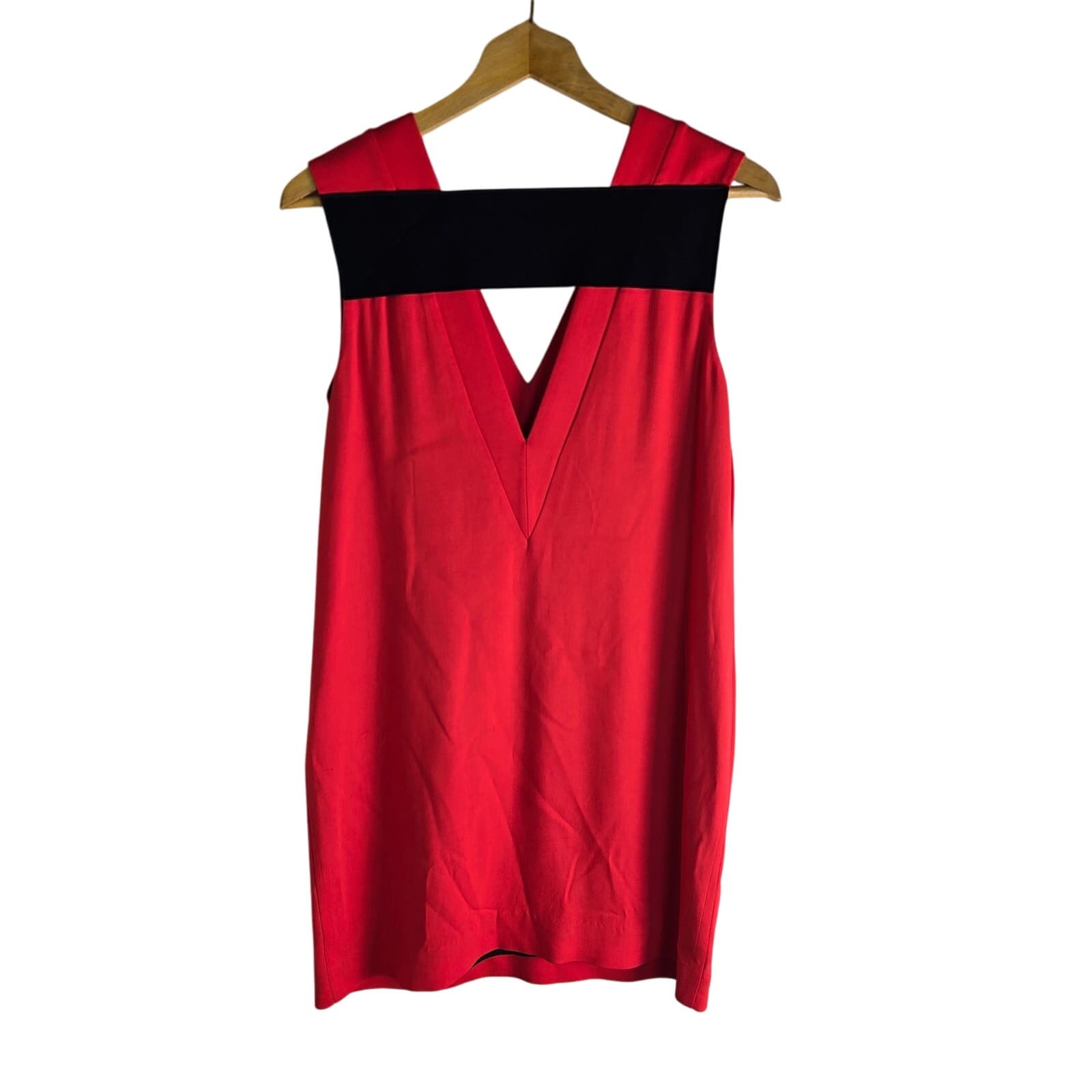 rag & bone Phoebe Shift Mini Dress V-neck Sleeveless Red & Black - Size 8 - Thumbnail 6