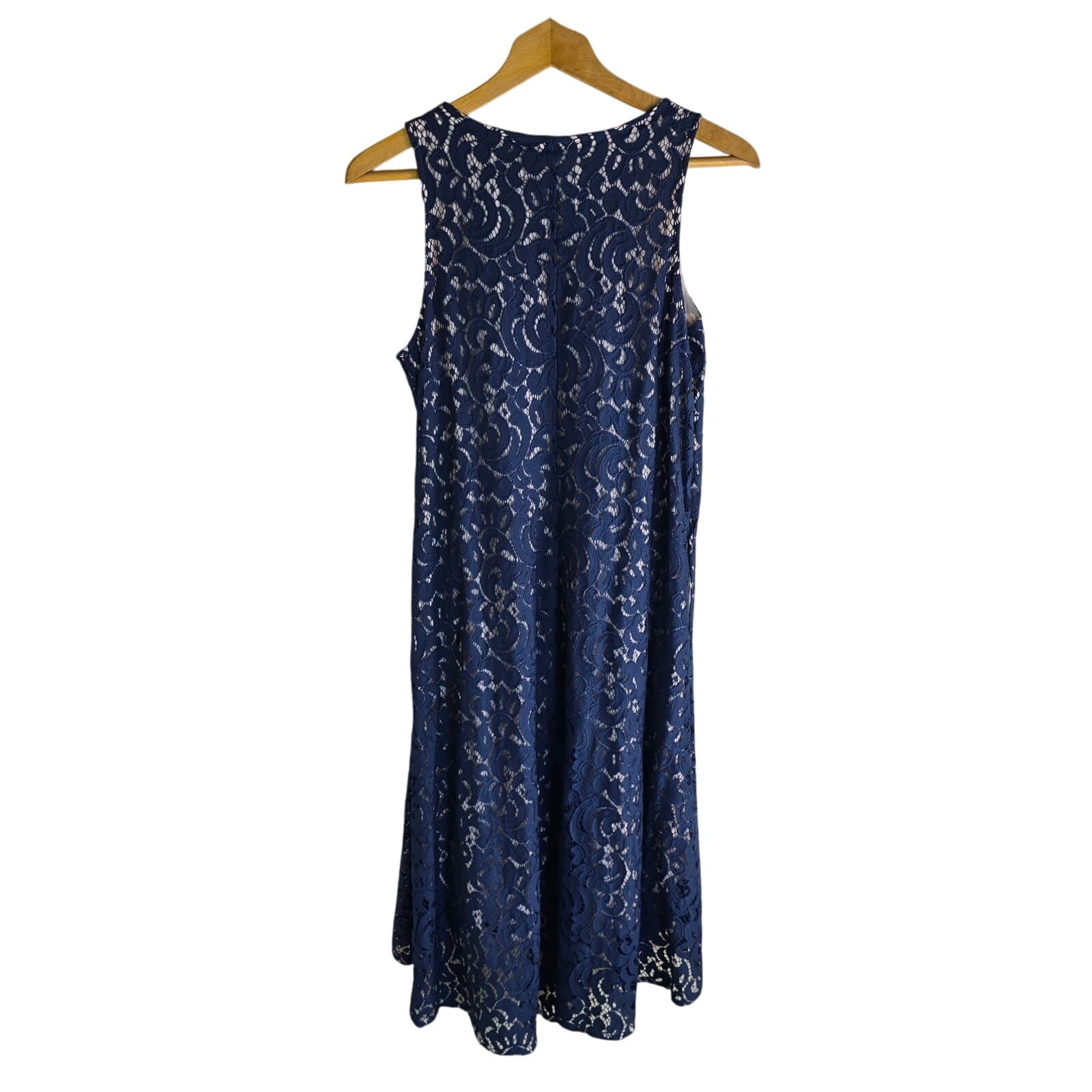 Maeve by Anthropologie Vienne Navy Blue Lace High Low Dress - Small - Thumbnail 4
