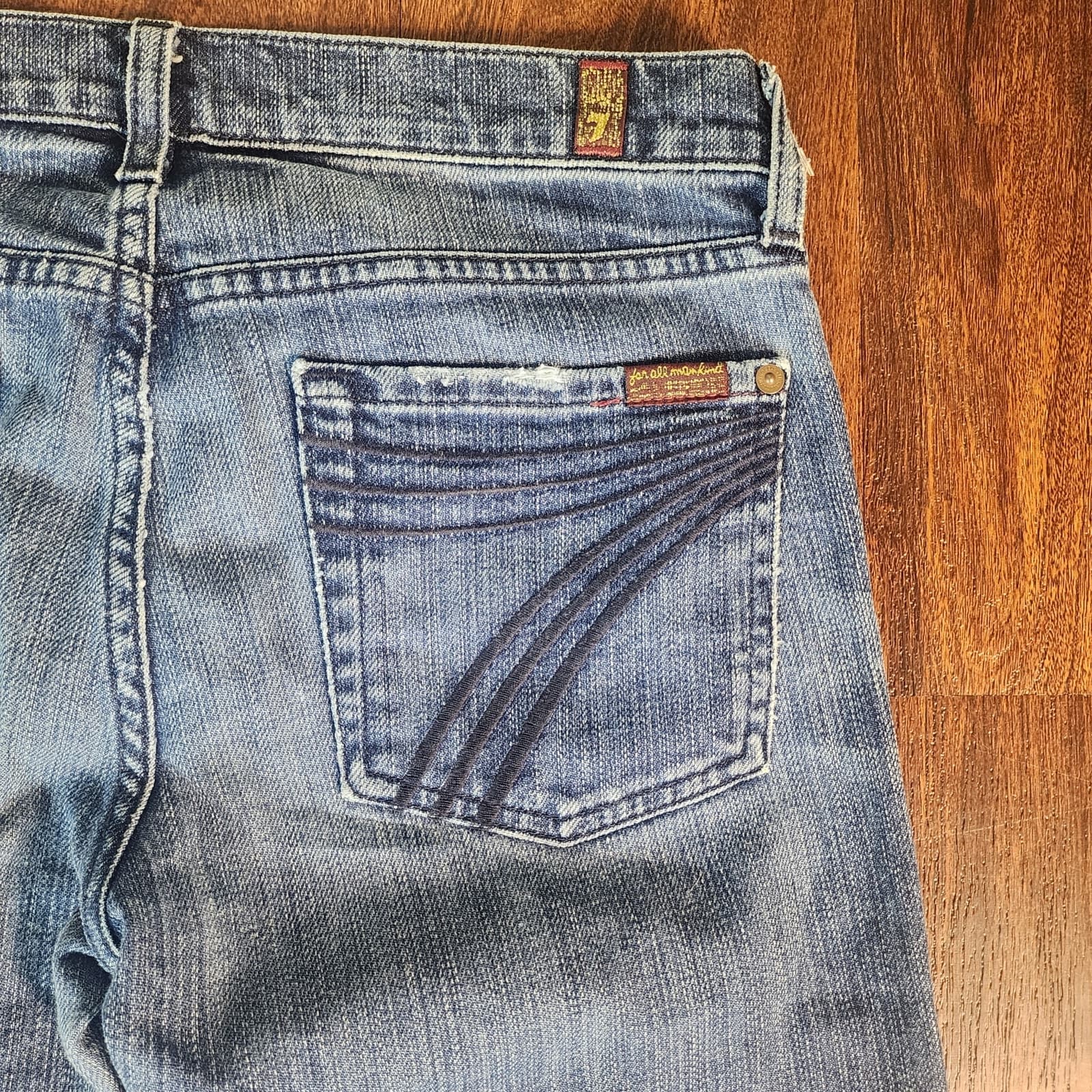 7 For All Mankind Dojo Shorts Bermuda Mid-Rise Jean Shorts, Size 27 - Thumbnail 6