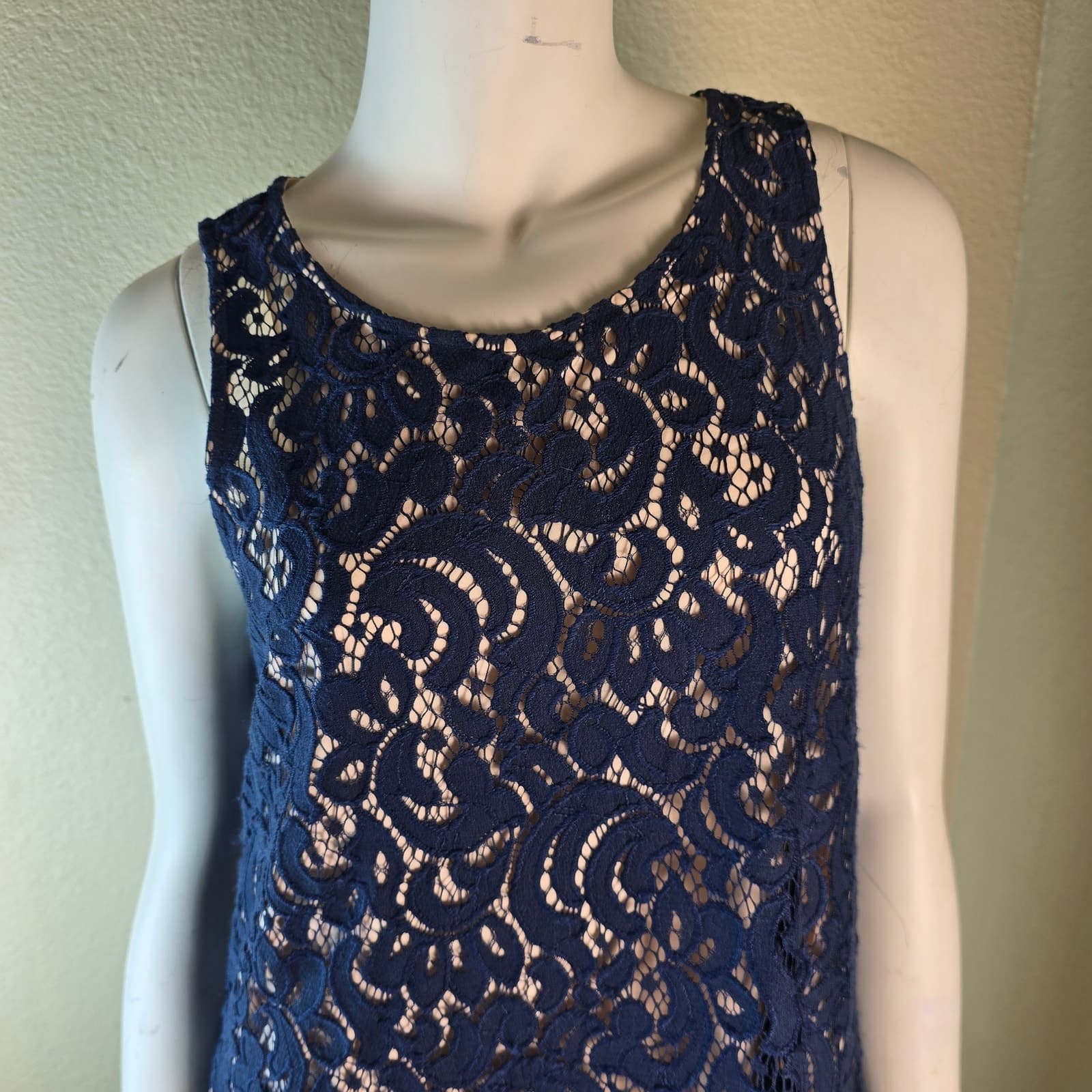 Maeve by Anthropologie Vienne Navy Blue Lace High Low Dress - Small - Thumbnail 6