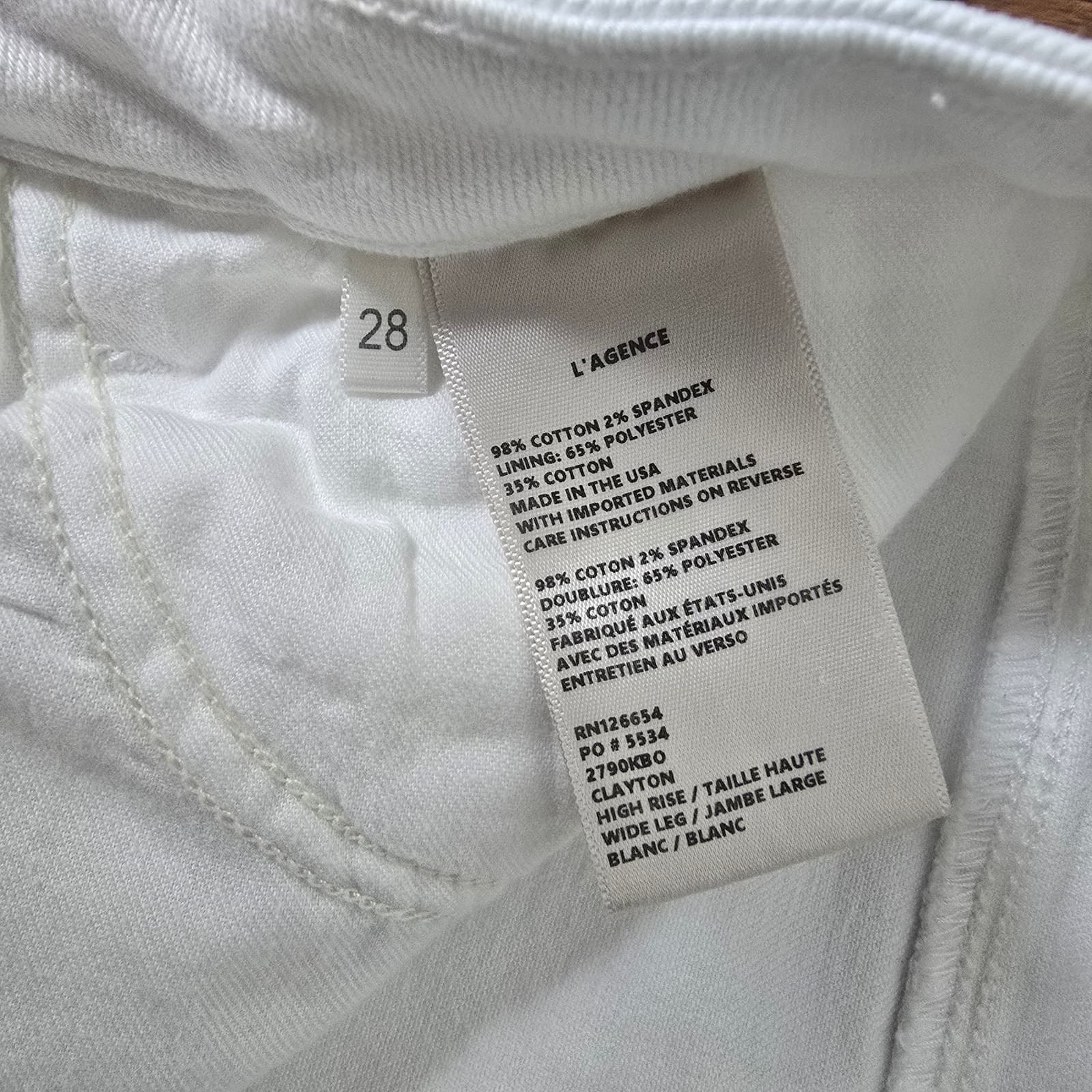 L'AGENCE Clayton High-Rise Wide Leg Flare - Blanc/White - Size 28 - Thumbnail 12