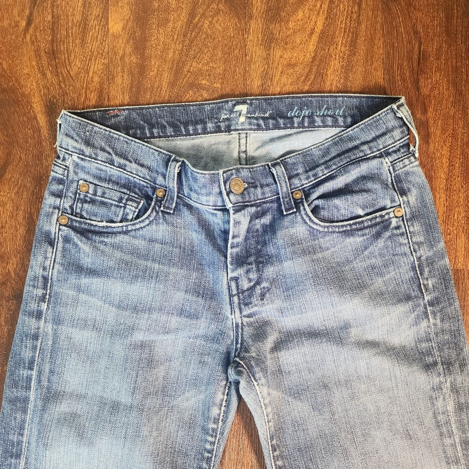 7 For All Mankind Dojo Shorts Bermuda Mid-Rise Jean Shorts, Size 27 - Thumbnail 2