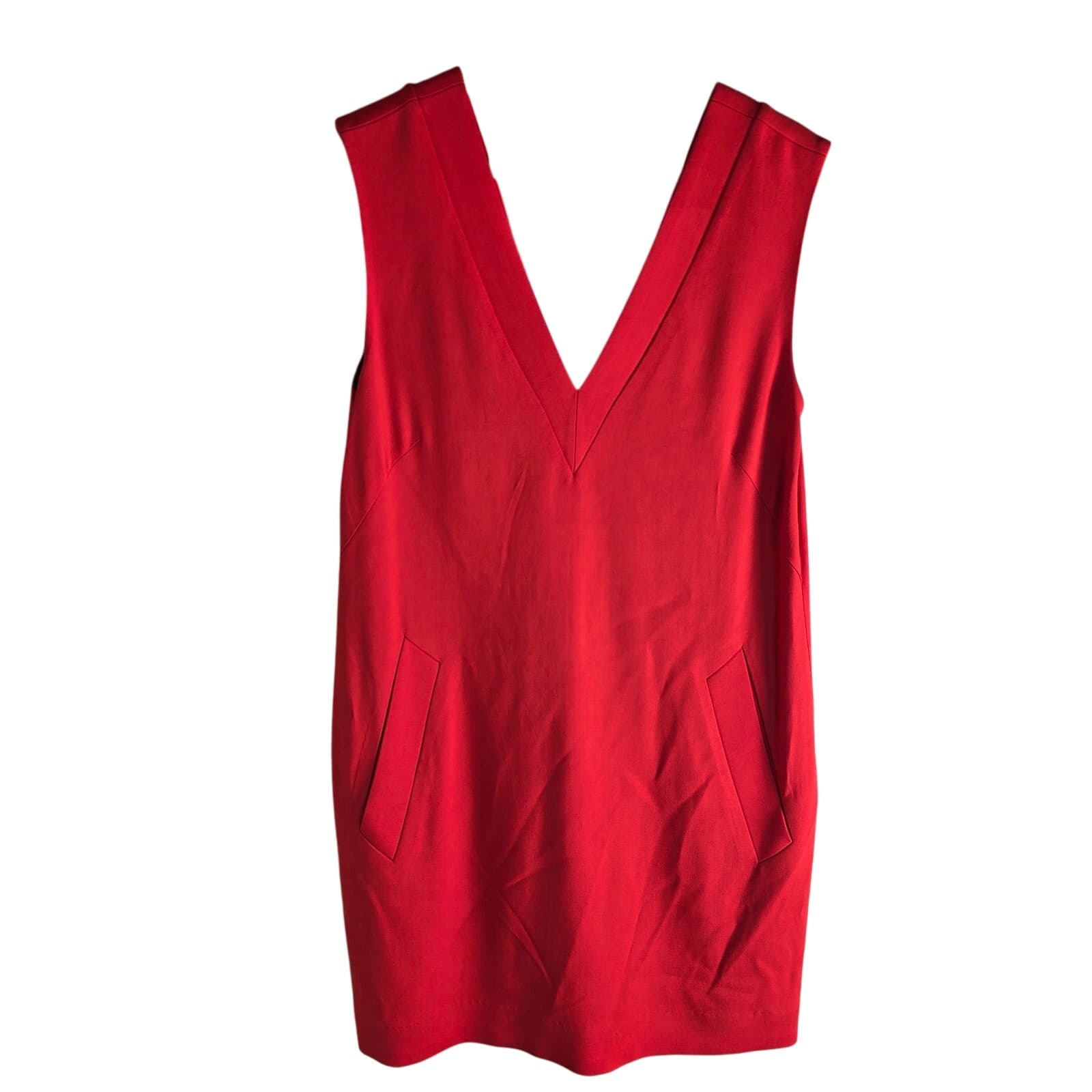rag & bone Phoebe Shift Mini Dress V-neck Sleeveless Red & Black - Size 8 - Image 1