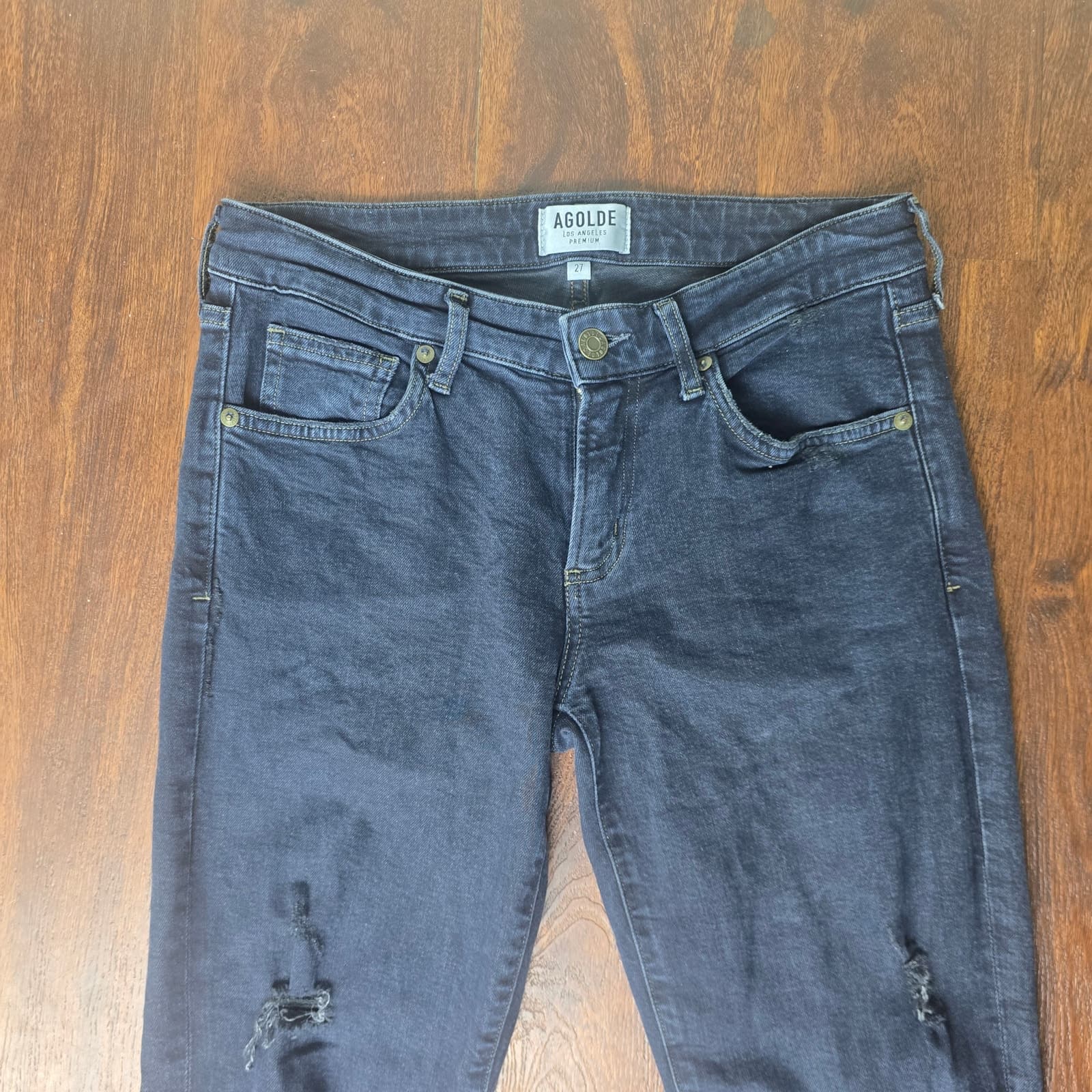 AGOLDE Lara Skinny Jeans Low-Rise Distressed Ankle Length- Black - Size 27 - Thumbnail 5