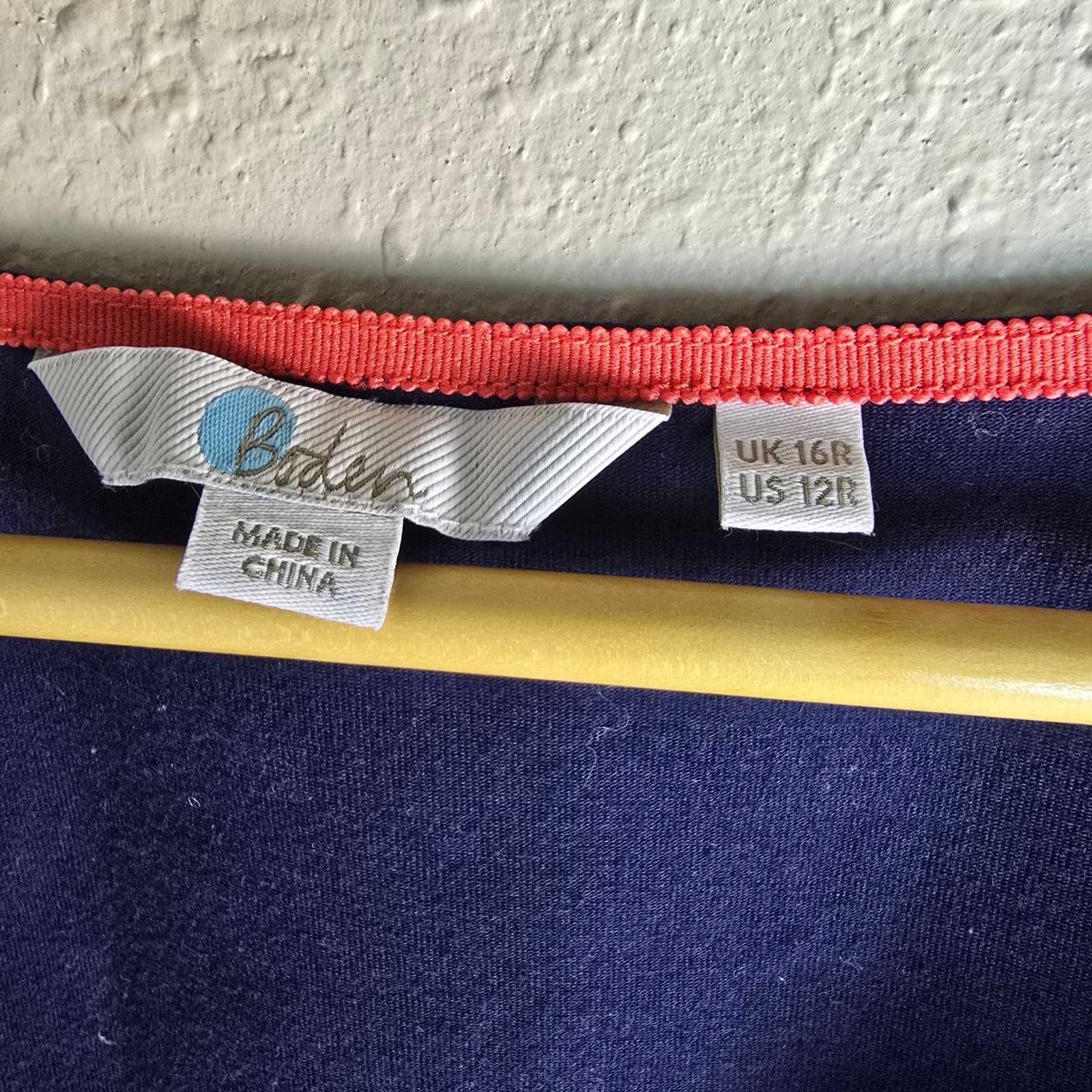 Boden Hallie Split Skirt Belted Jersey Dress Navy Blue & Red Polka Dot Size 16R - Thumbnail 9