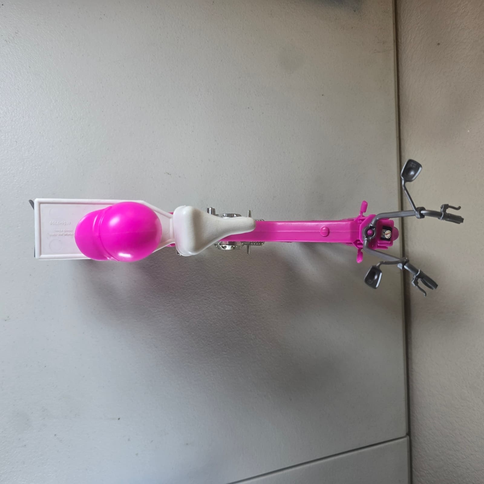 Vintage 1983 Barbie Motor Bike Pink & Silver with Helmet + Storage Rack - Thumbnail 5
