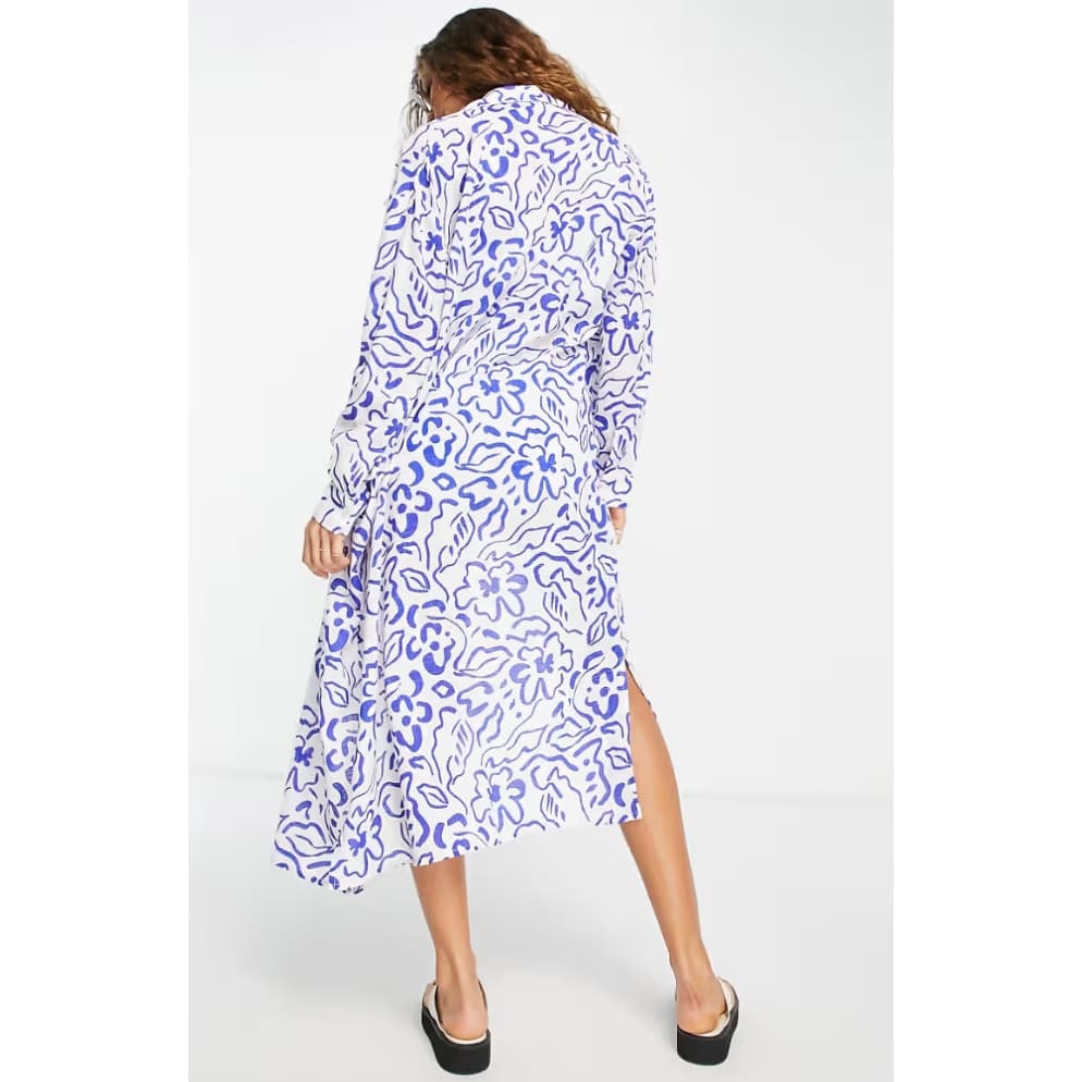 Topshop Sketch Print Maxi Beach Shirt Swim Coverup - LargeD - Thumbnail 3