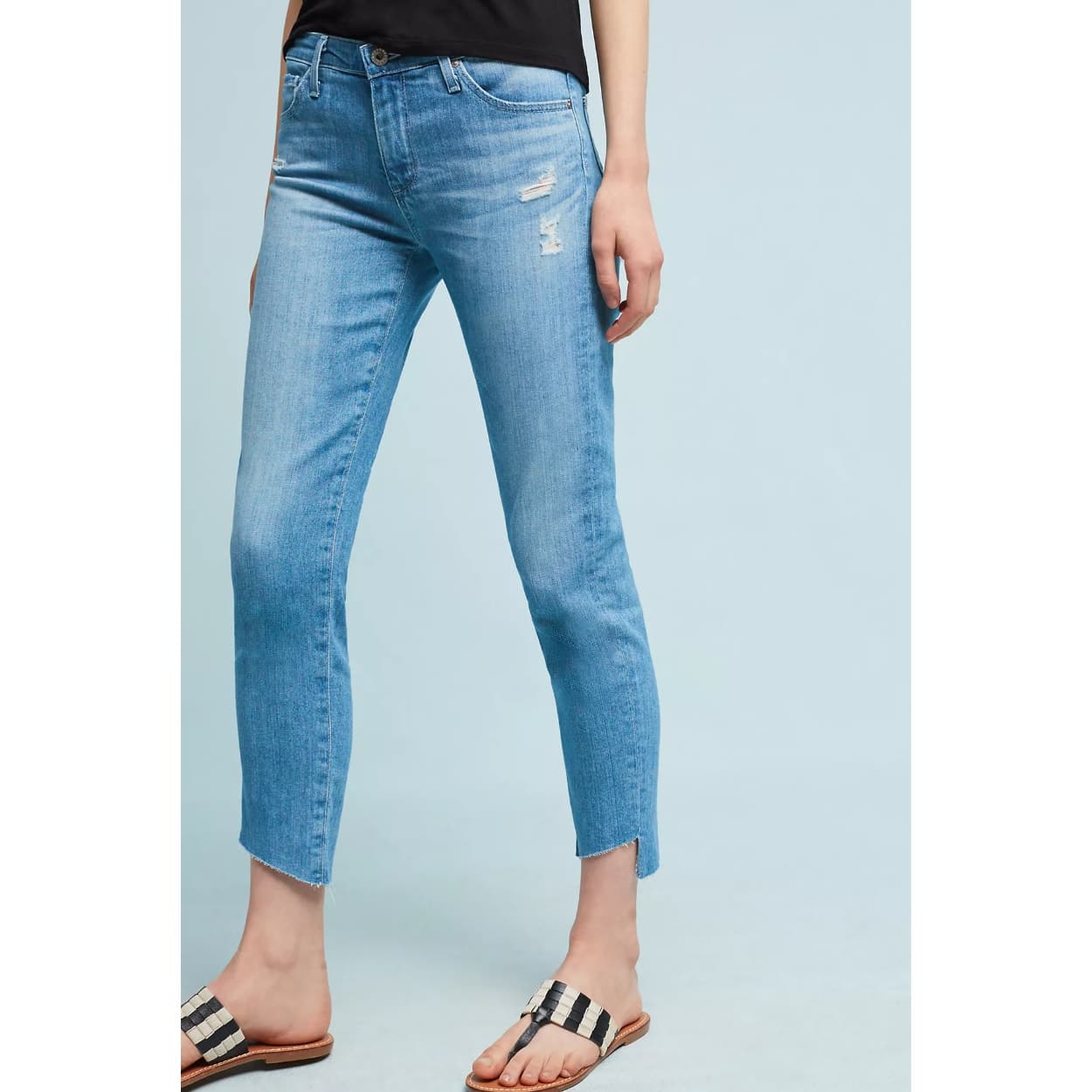 AG The Stevie Mid-Rise Skinny Cropped Jeans Distressed Ankle Length - Size 27 - Thumbnail 2