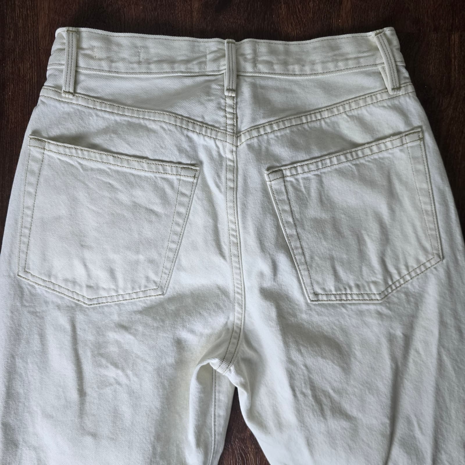 FRAME Le Original Off White Rips Button Fly High Rise Ankle Distressed Jeans 26 - Thumbnail 8