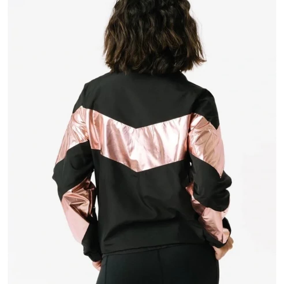 ZYIA Active Pink Shine Block Windbreaker Jacket - XS - Metallic Zip Up - Thumbnail 4