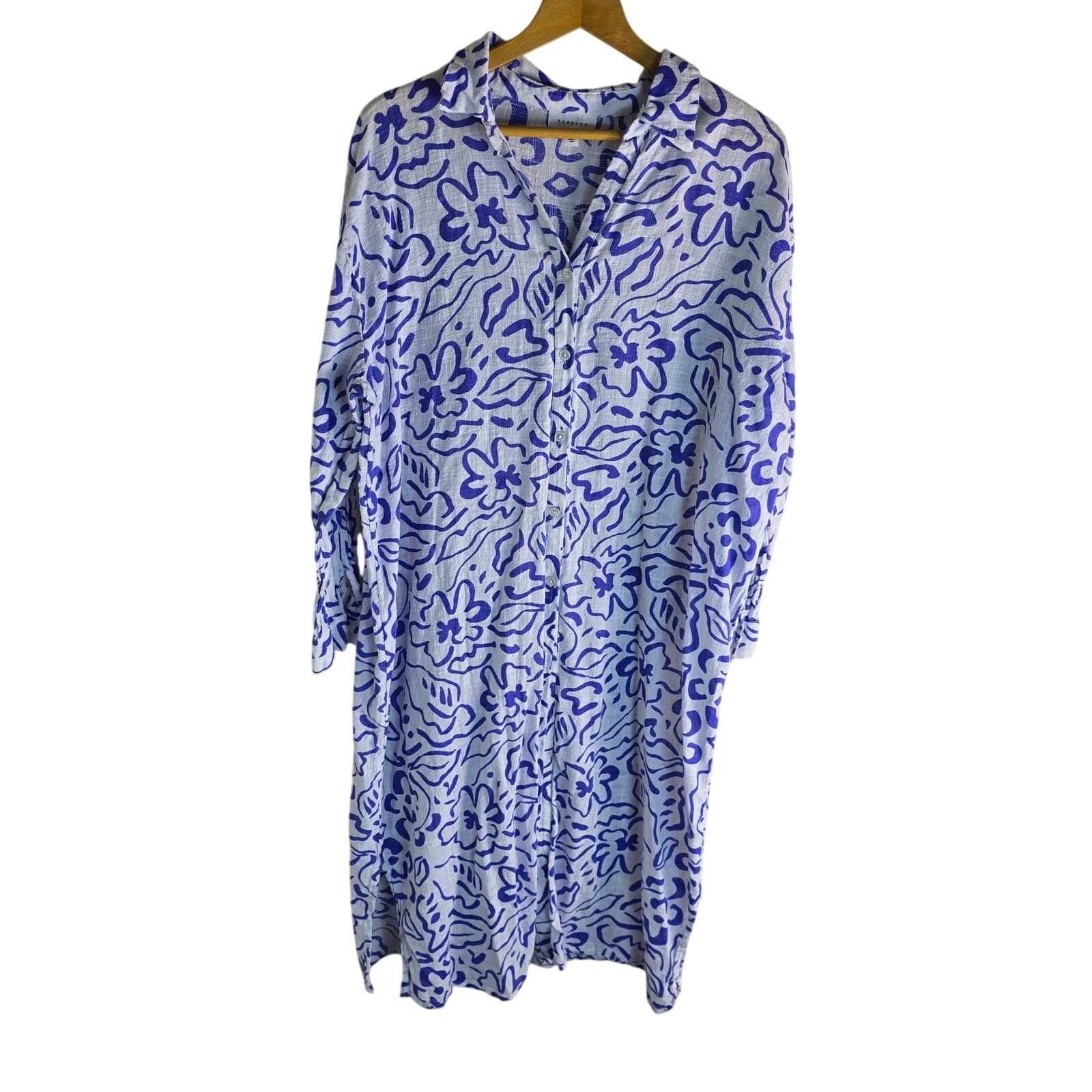 Topshop Sketch Print Maxi Beach Shirt Swim Coverup - LargeD - Image 1