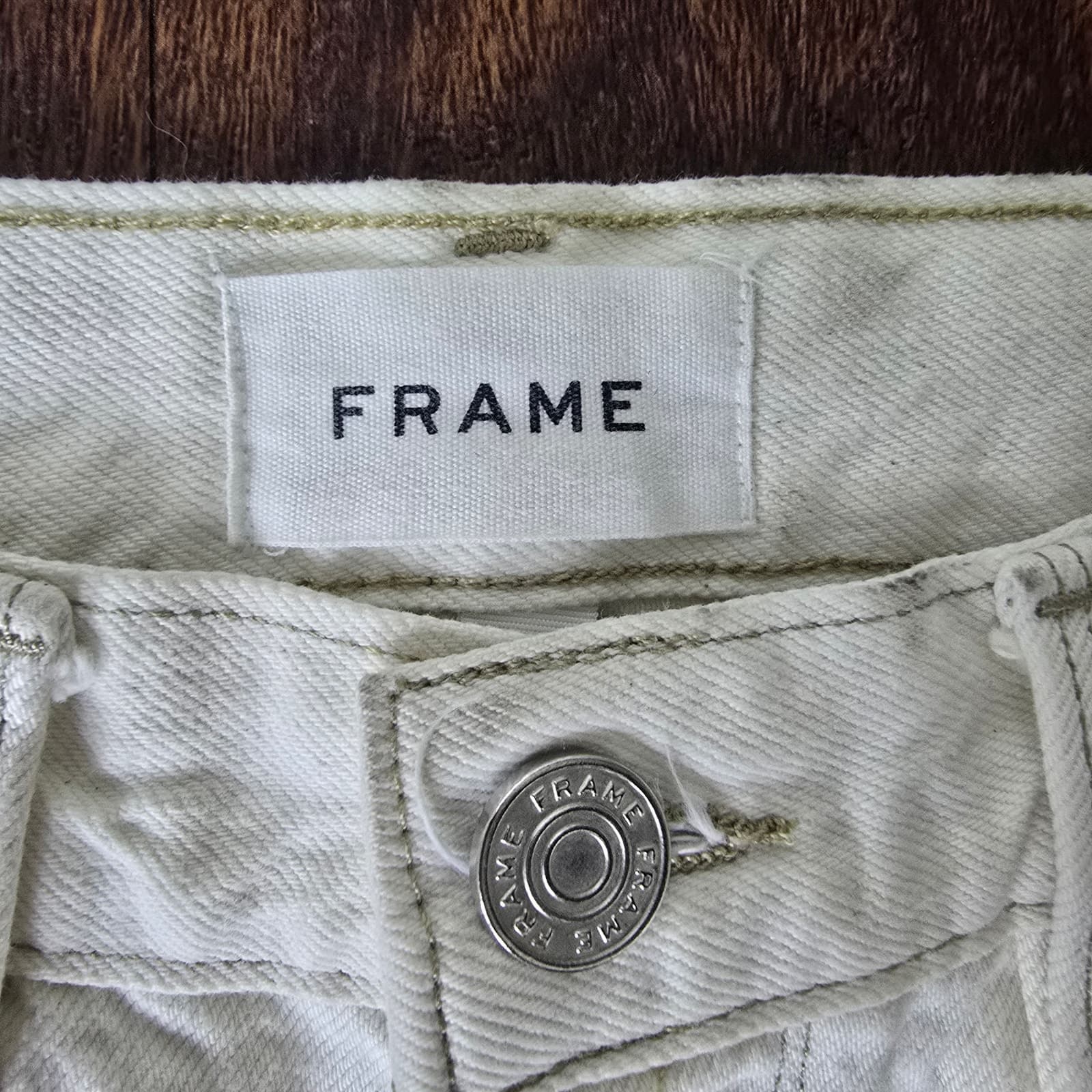 FRAME Le Original Off White Rips Button Fly High Rise Ankle Distressed Jeans 26 - Thumbnail 9