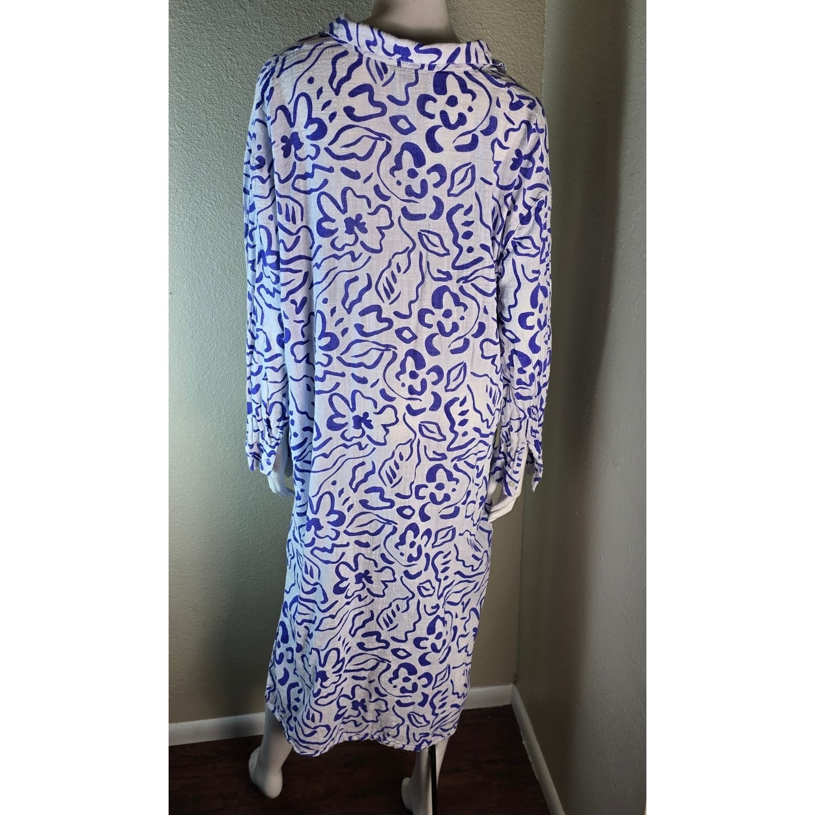 Topshop Sketch Print Maxi Beach Shirt Swim Coverup - LargeD - Thumbnail 7