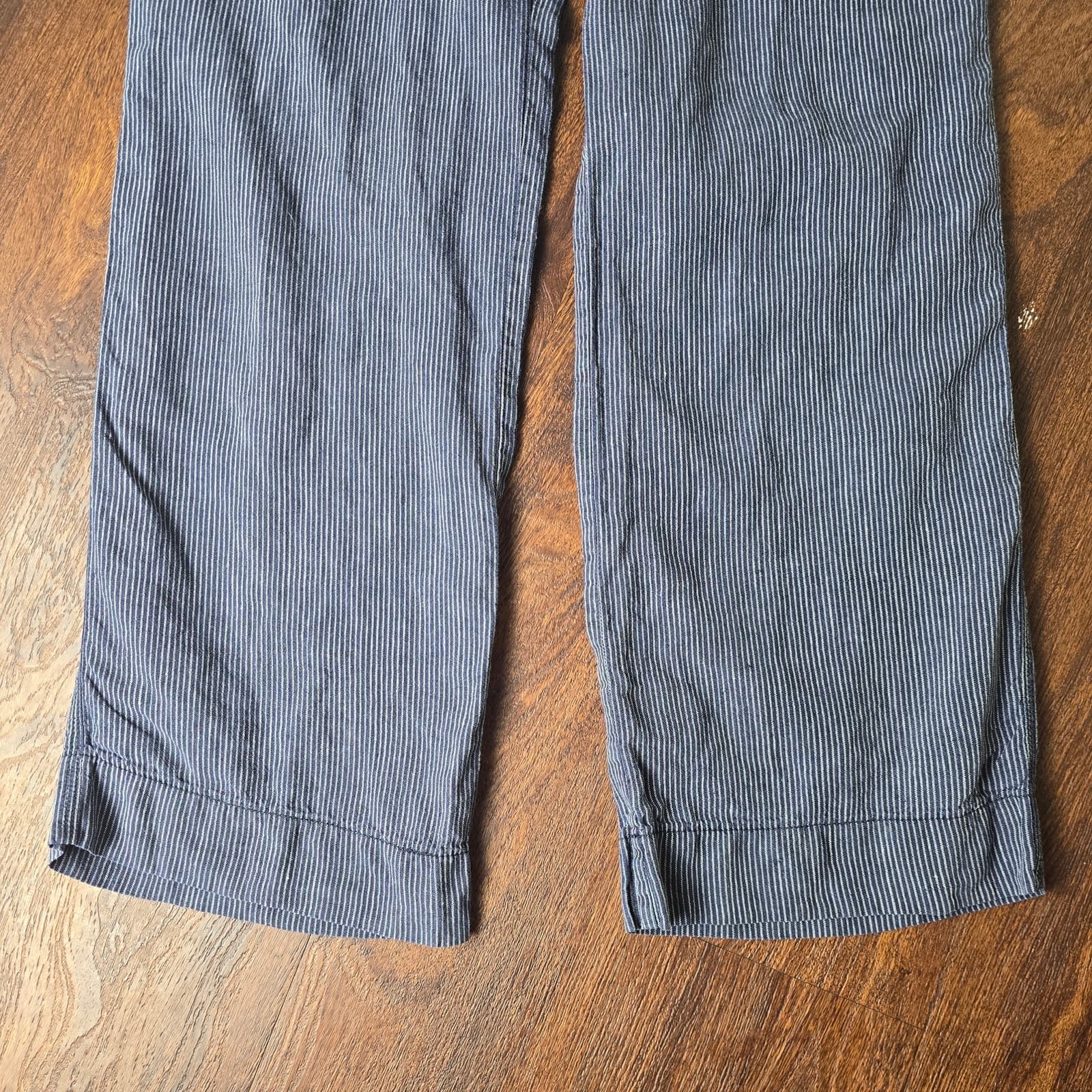 Athleta Stripe Bali Linen Pants - Navy Blue Strpe - Size 12 - Style # 211073 - Thumbnail 6