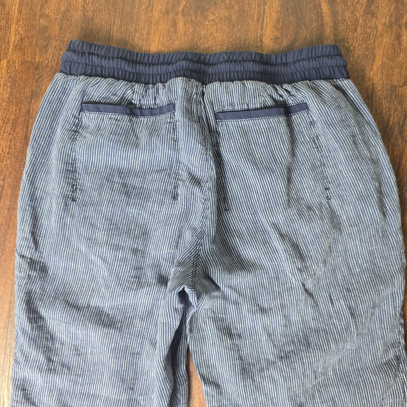 Athleta Stripe Bali Linen Pants - Navy Blue Strpe - Size 12 - Style # 211073 - Thumbnail 8