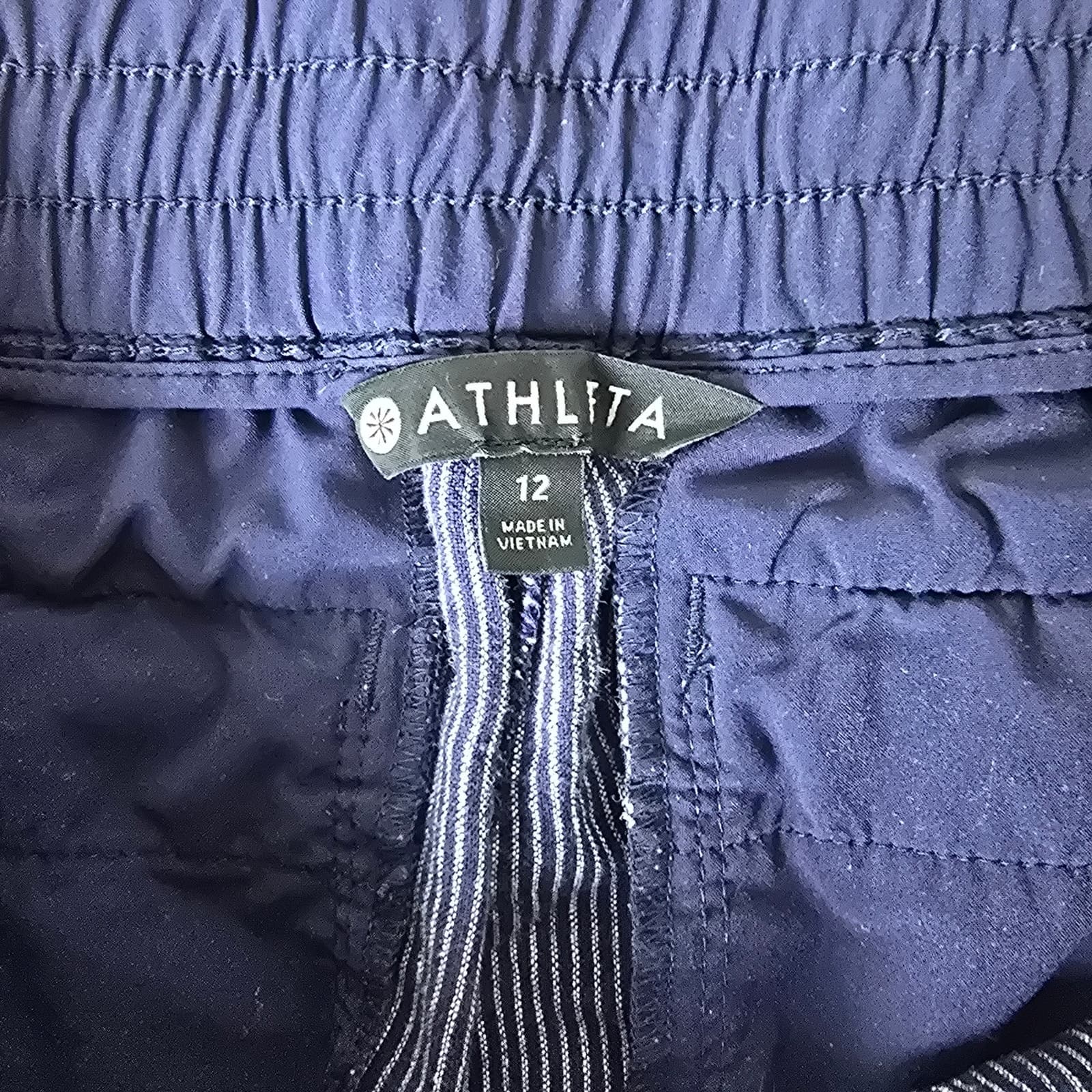 Athleta Stripe Bali Linen Pants - Navy Blue Strpe - Size 12 - Style # 211073 - Thumbnail 9