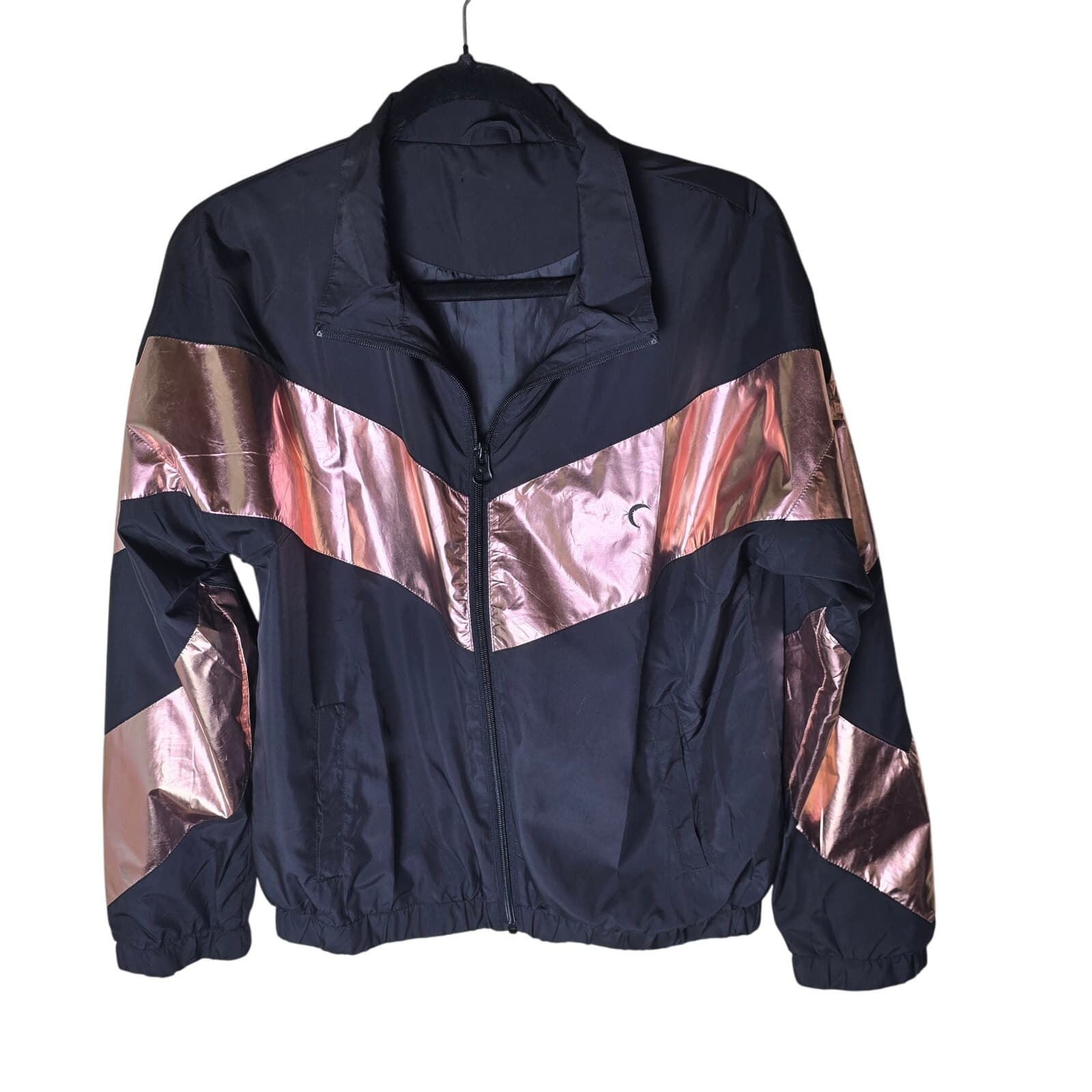 ZYIA Active Pink Shine Block Windbreaker Jacket - XS - Metallic Zip Up - Image 1