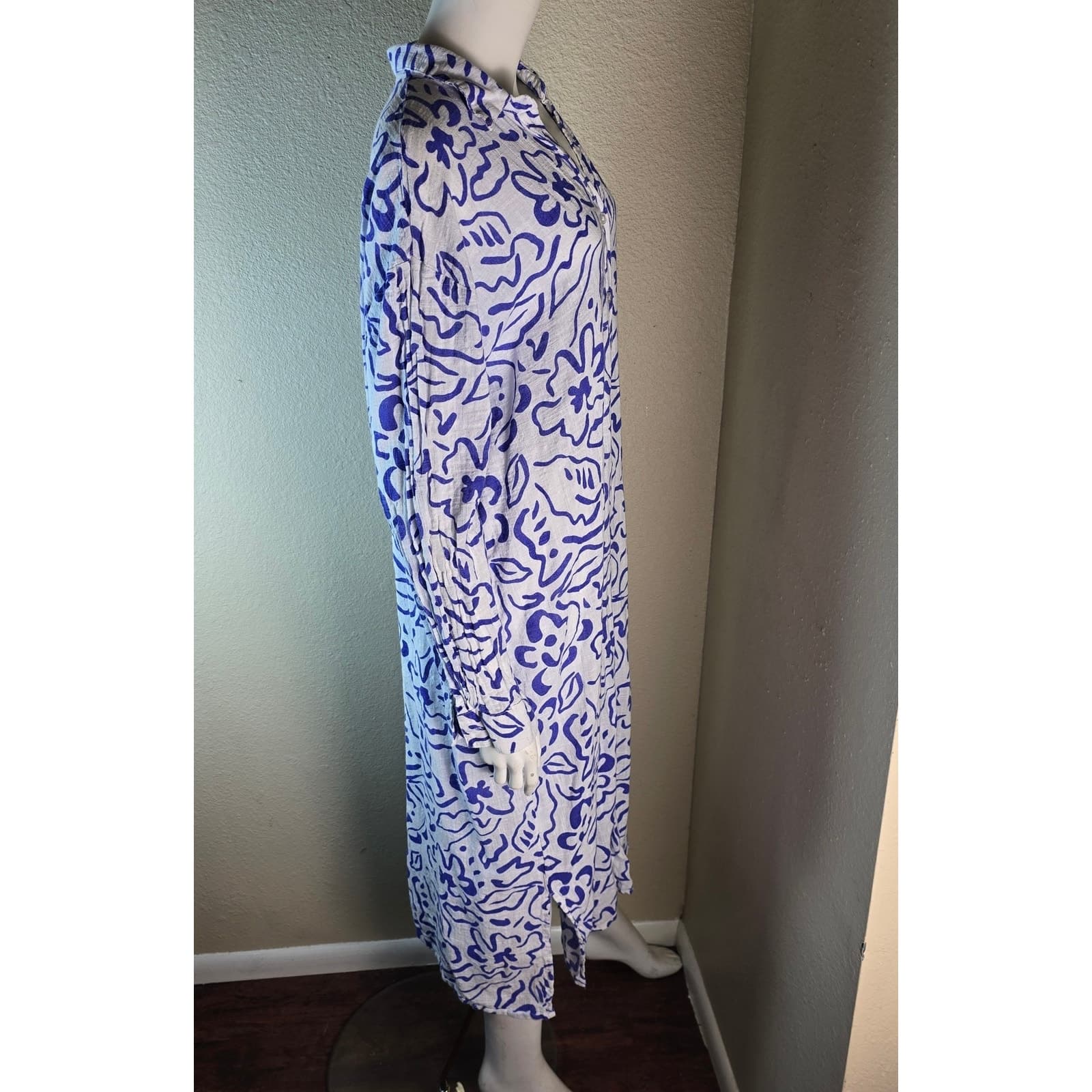 Topshop Sketch Print Maxi Beach Shirt Swim Coverup - LargeD - Thumbnail 6