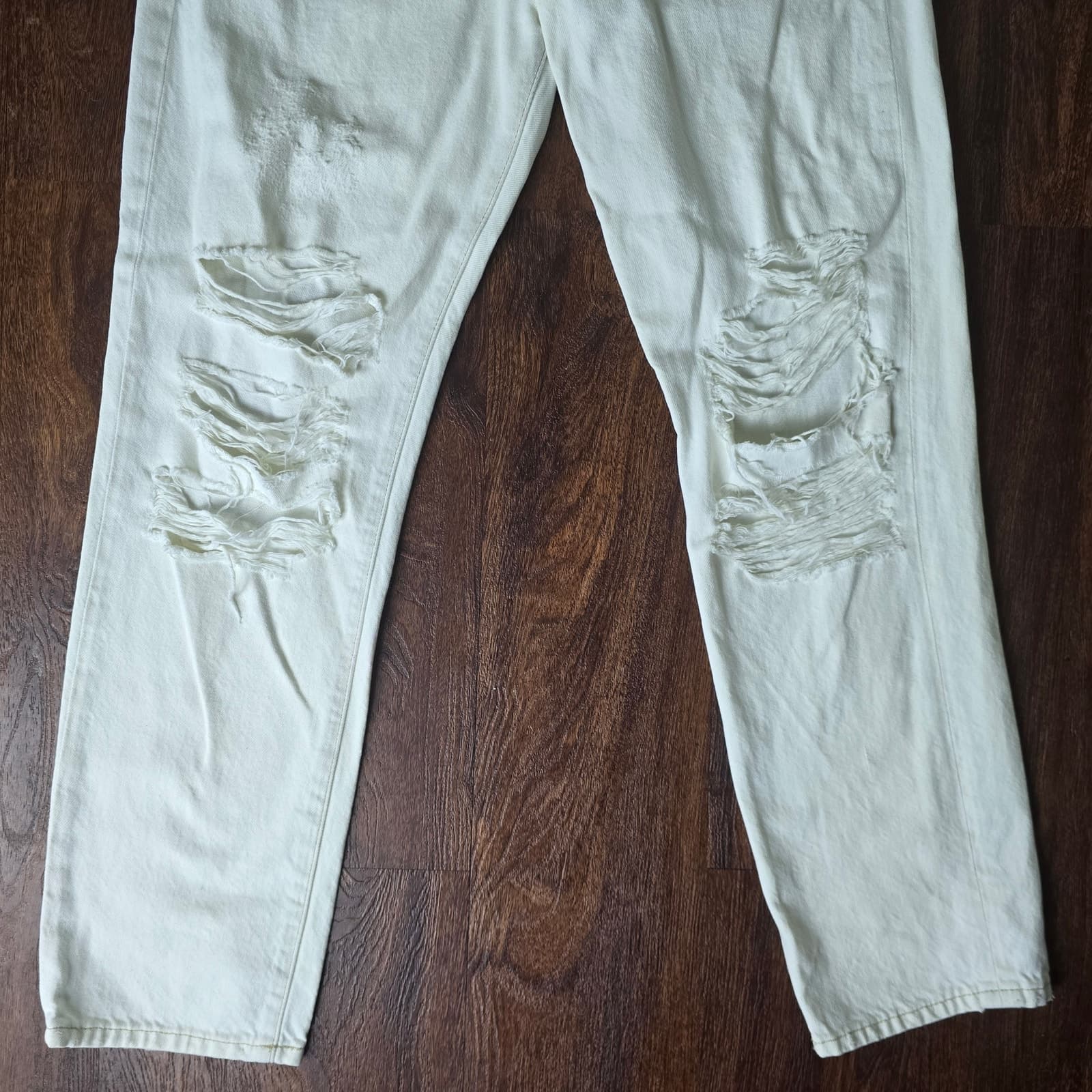 FRAME Le Original Off White Rips Button Fly High Rise Ankle Distressed Jeans 26 - Thumbnail 6