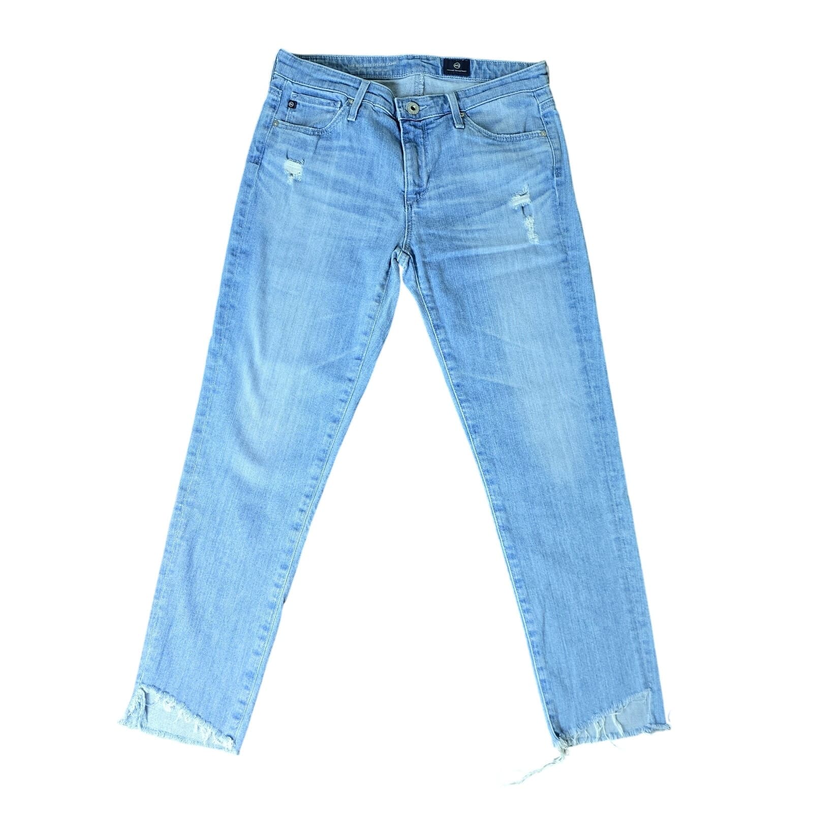 AG The Stevie Mid-Rise Skinny Cropped Jeans Distressed Ankle Length - Size 27 - Image 1