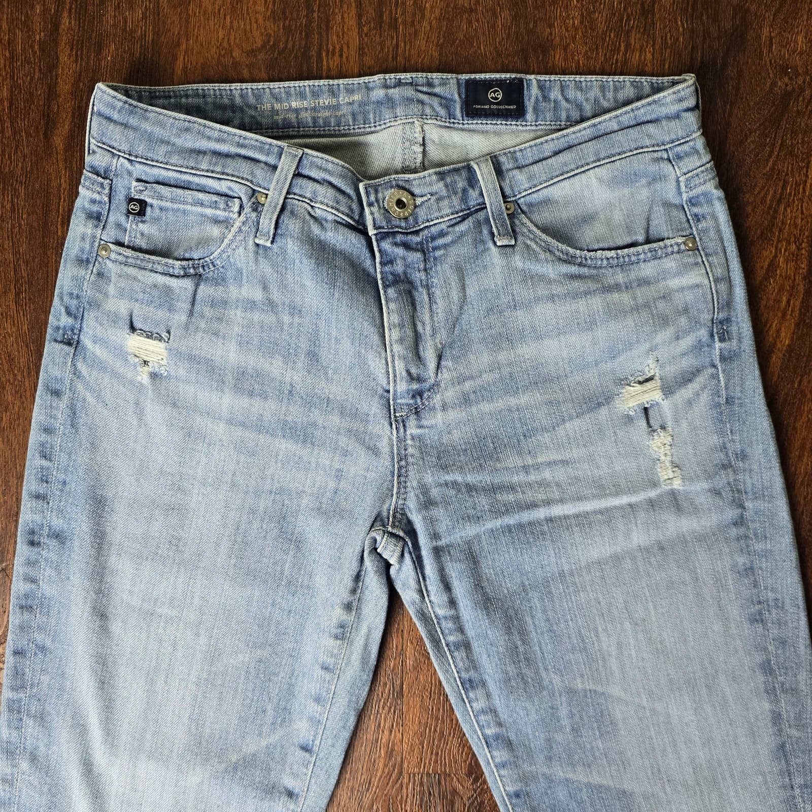 AG The Stevie Mid-Rise Skinny Cropped Jeans Distressed Ankle Length - Size 27 - Thumbnail 3