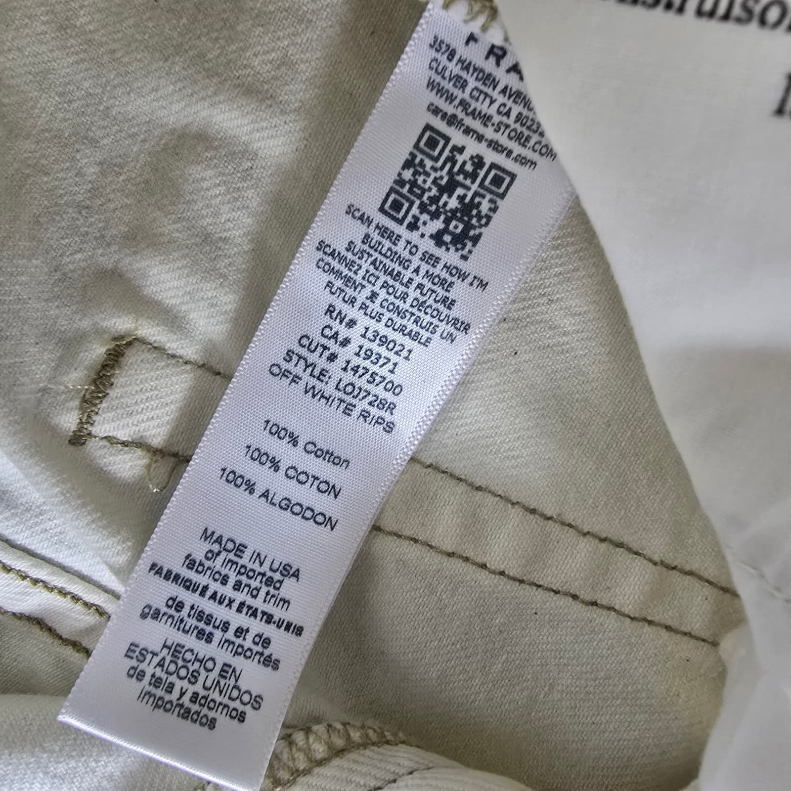 FRAME Le Original Off White Rips Button Fly High Rise Ankle Distressed Jeans 26 - Thumbnail 11