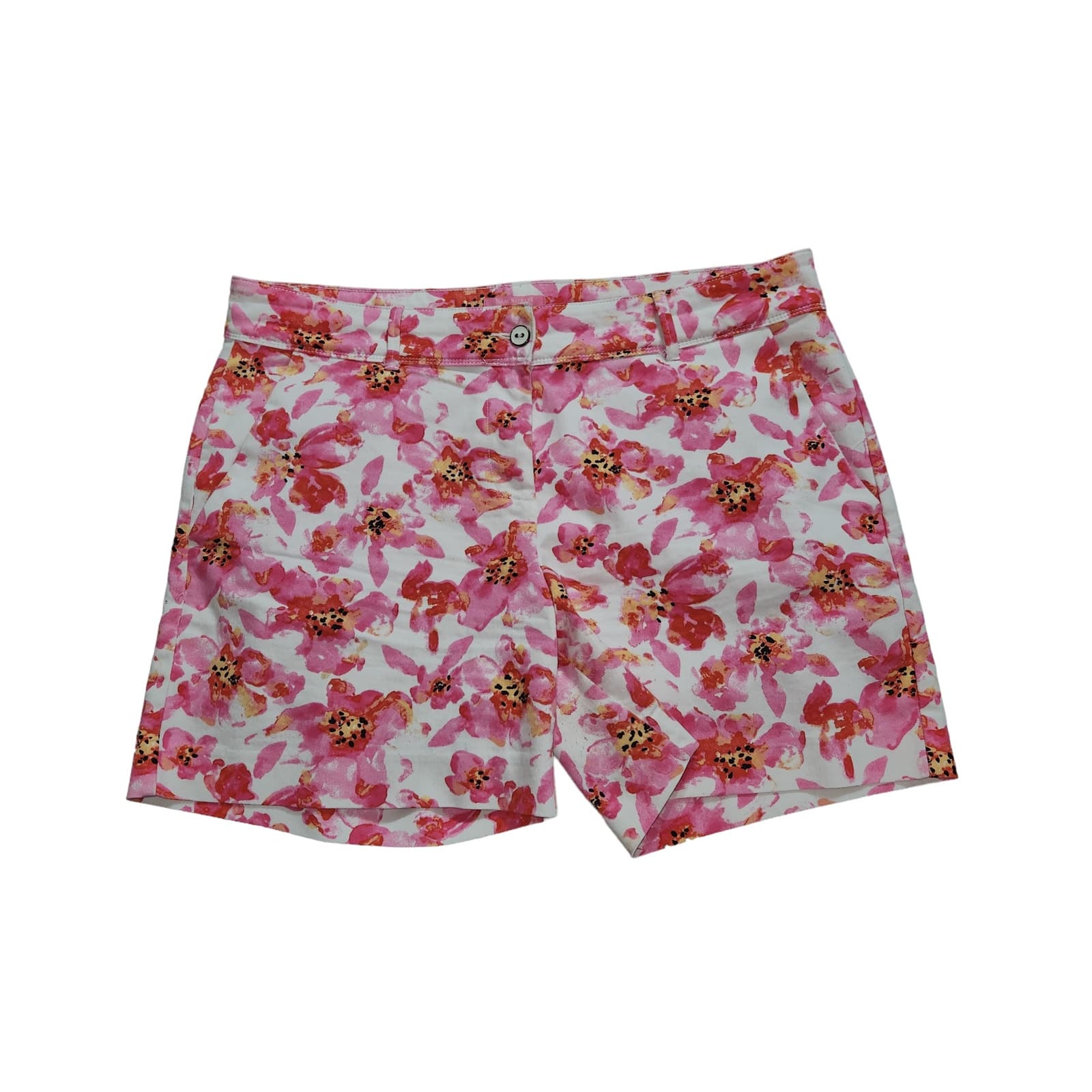 Isaac Mizrahi Pink Watercolor Floral Print High RIse Shorts, Plus Size 16 - Image 1