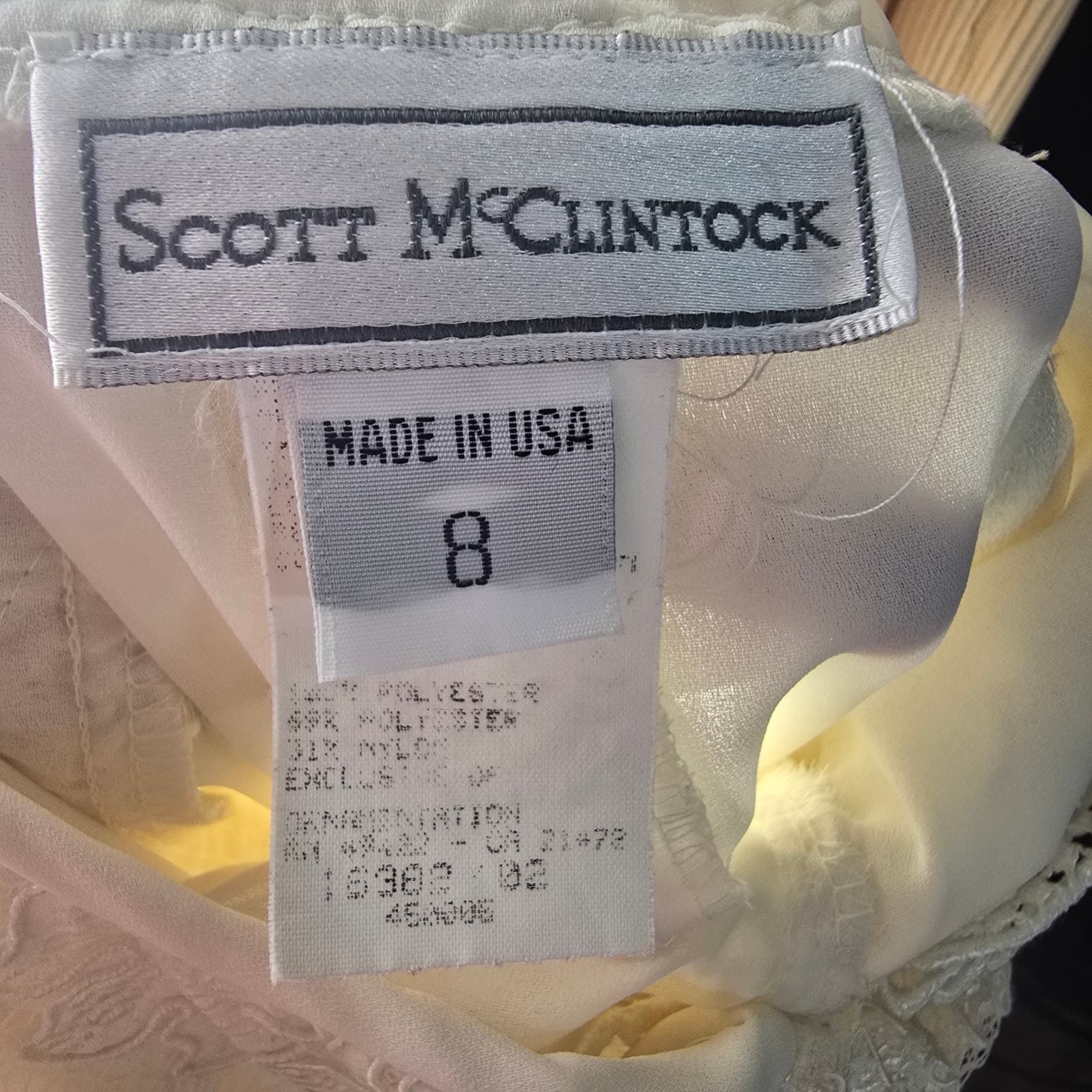 Vintage Scott McClintock White Bridal Gown Sleeveless Lace Top Chiffon Skirt - 8 - Thumbnail 8