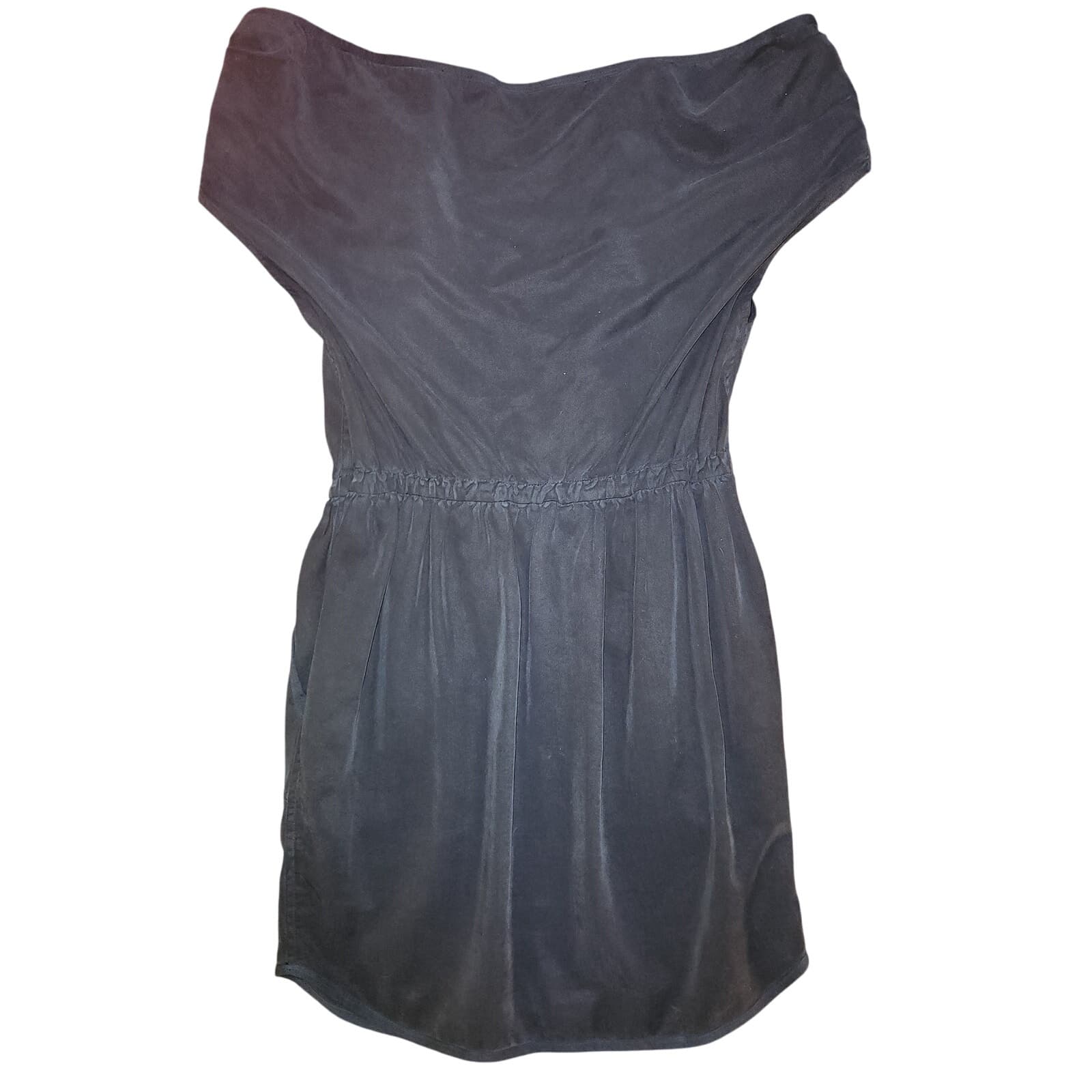 Wilfred Black Off Shoulder Mini Dress with Cap Sleeves Pockets Size 4 - Image 1