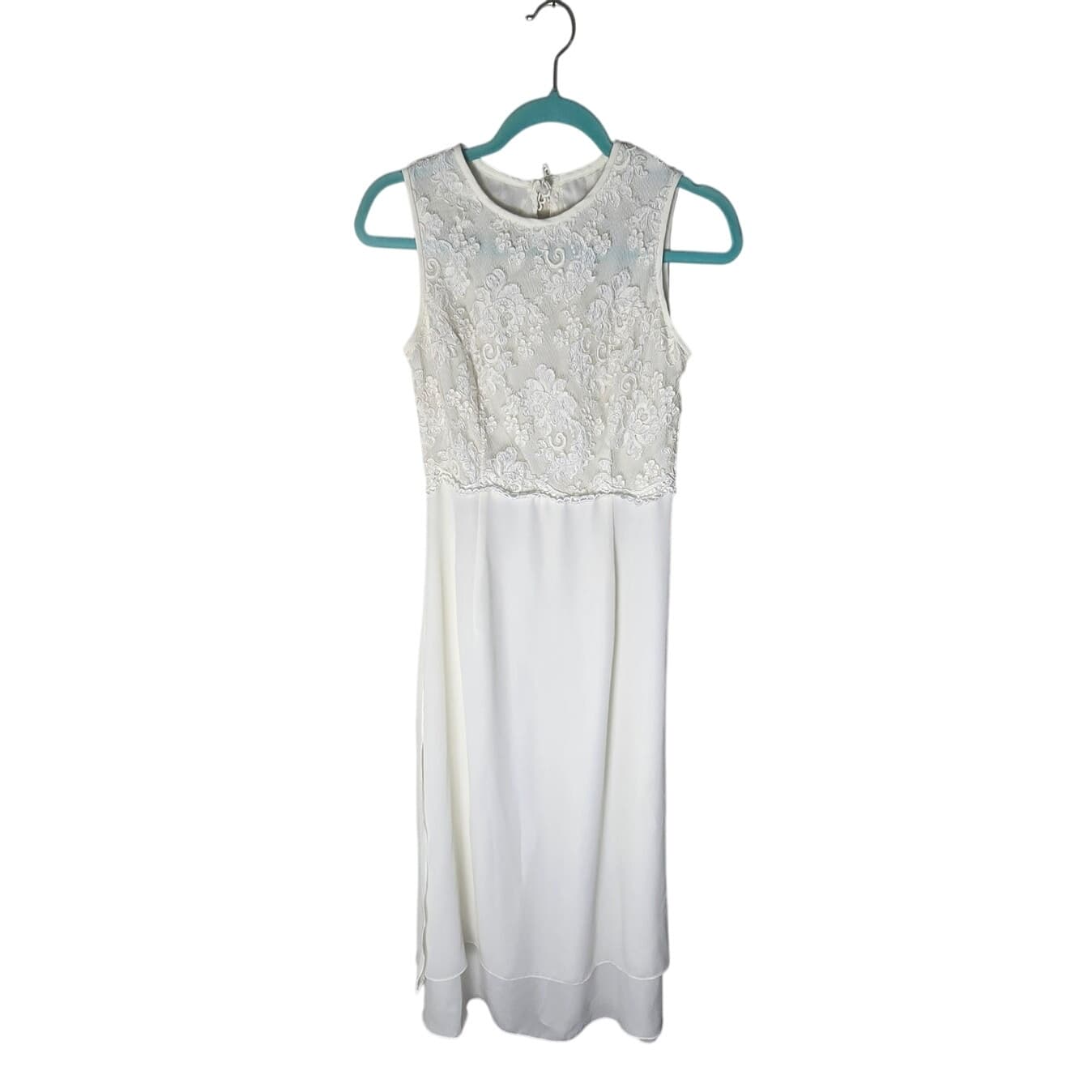 Vintage Scott McClintock White Bridal Gown Sleeveless Lace Top Chiffon Skirt - 8 - Image 1
