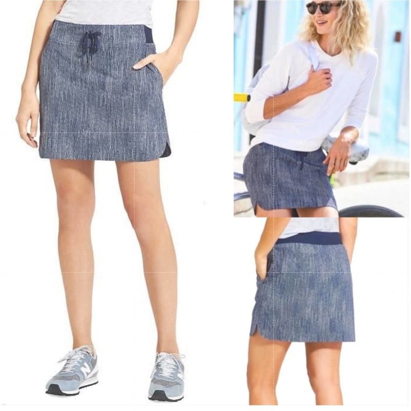 Athleta Batiik Midtown Woven Hiking Skirt Skort, Blue, Size 4 - Thumbnail 2