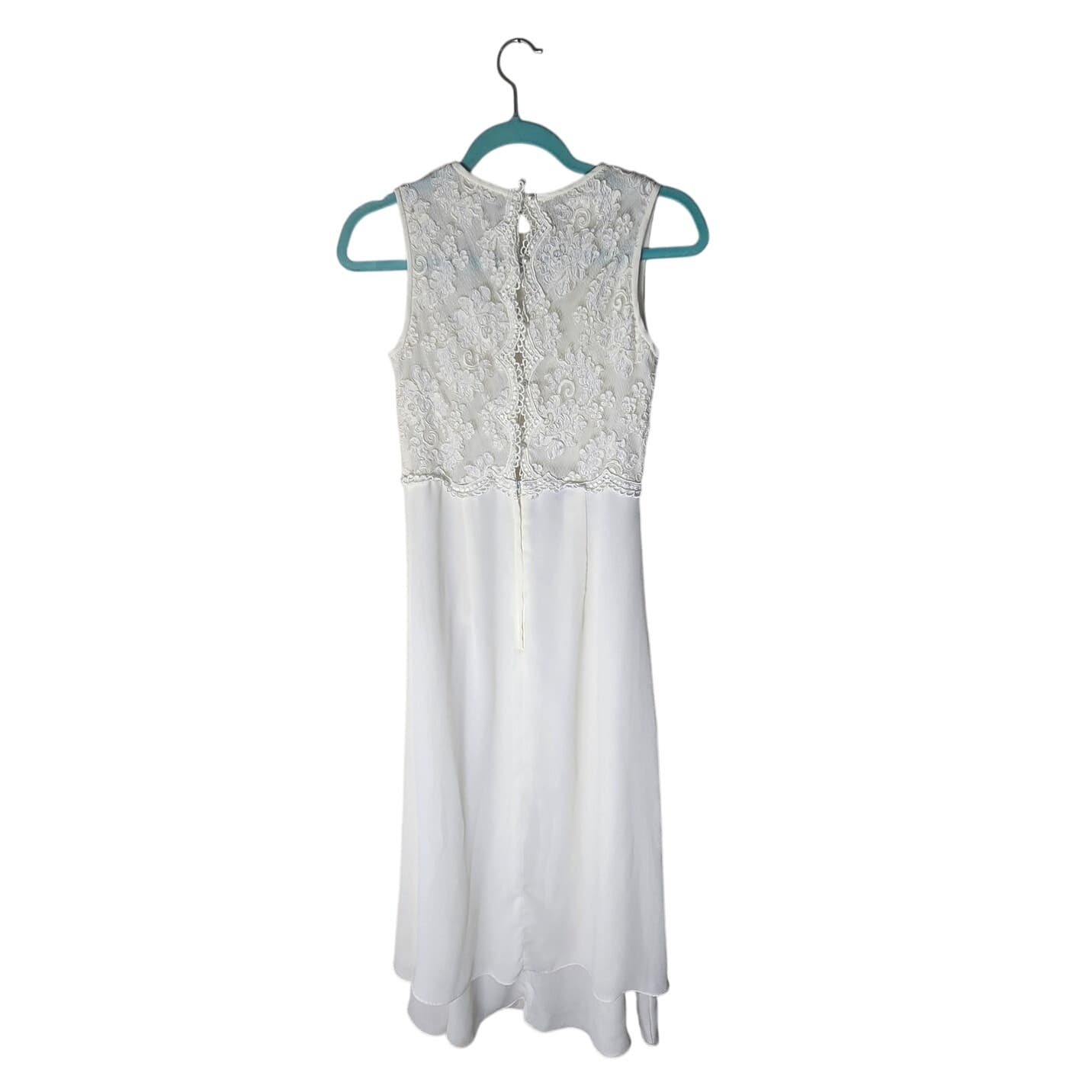 Vintage Scott McClintock White Bridal Gown Sleeveless Lace Top Chiffon Skirt - 8 - Thumbnail 2