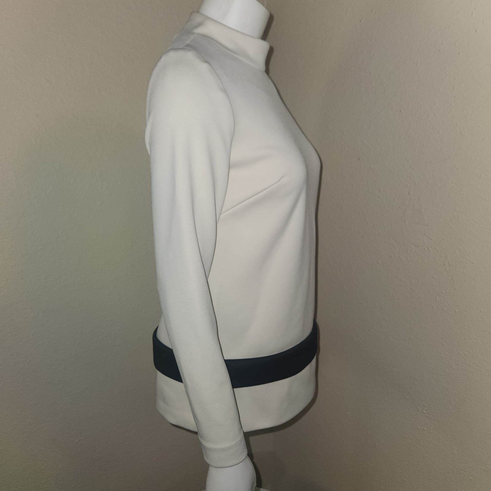 Vintage Custom Tailored 60's Nardis of Dallas Jackie Kennedy Mock Neck Blouse, M - Thumbnail 3